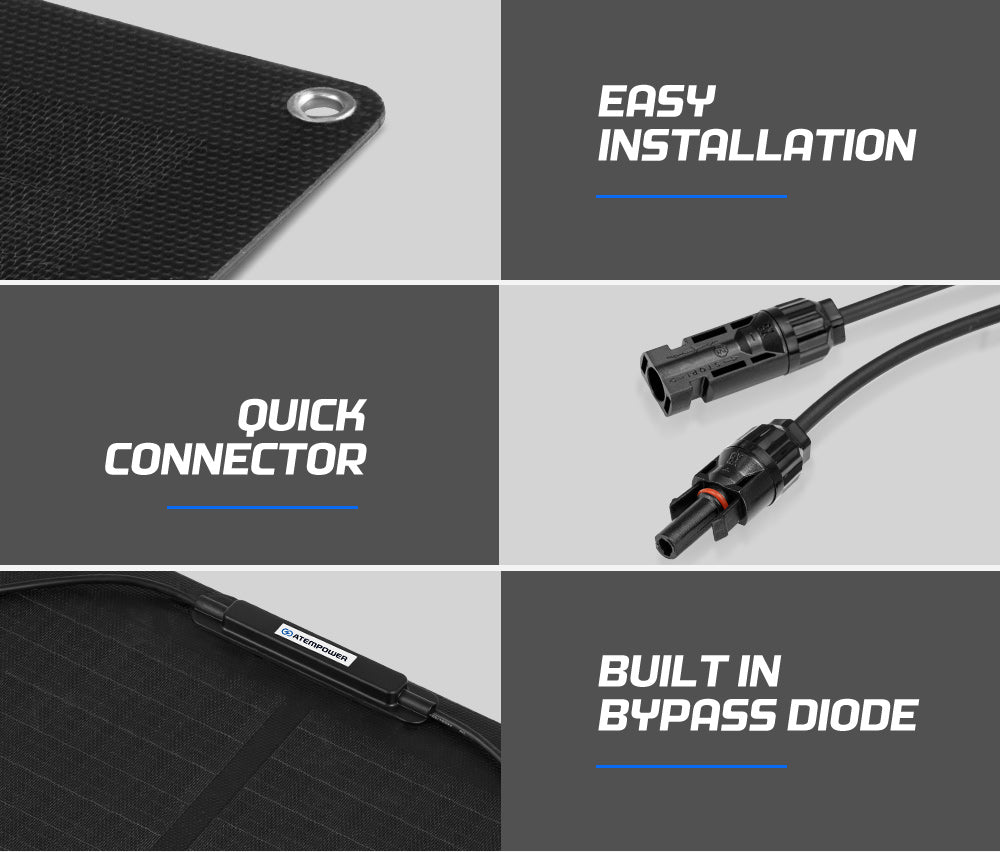 Atem Power 200W 12V Flexible Solar Panel Mono Shingled Battery Charging Caravan - Sunyee