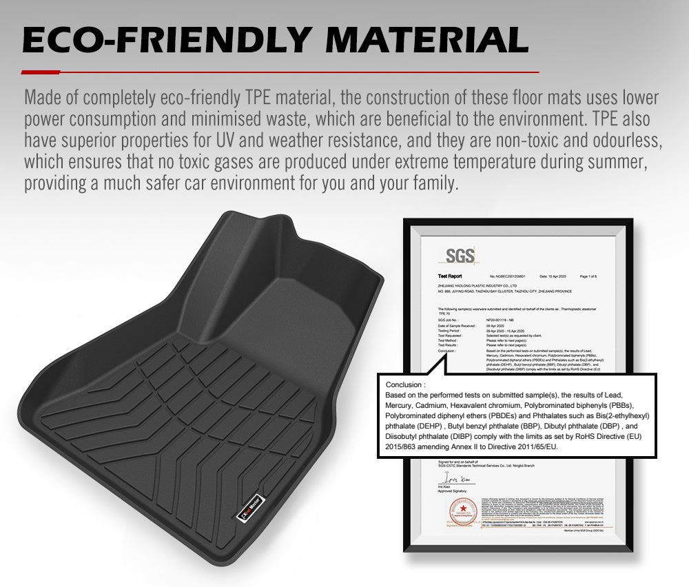 Kiwi Master 3D TPE Car Floor Mats Liner Fit Tesla Model Y 2022-ON - Sunyee