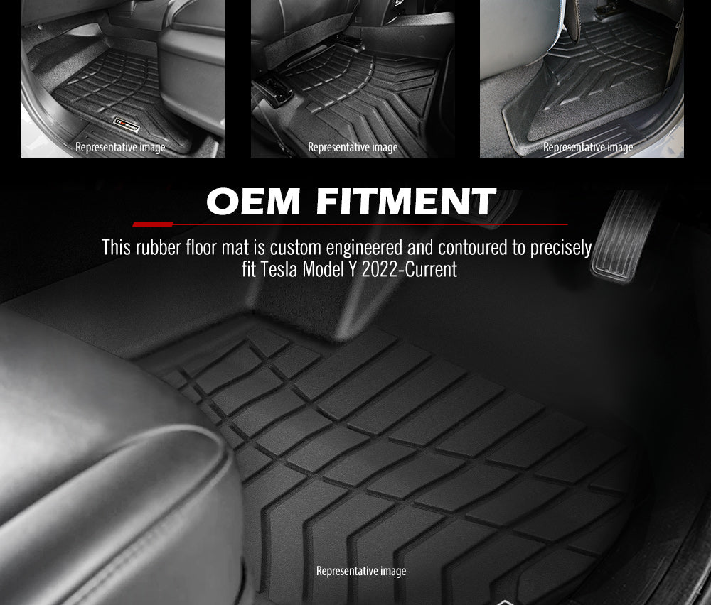 Kiwi Master 3D TPE Car Floor Mats Liner Fit Tesla Model Y 2022-ON - Sunyee