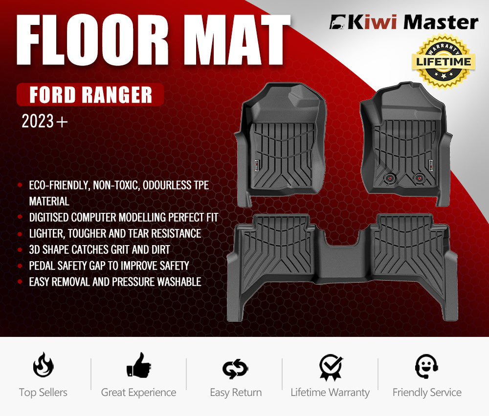 Kiwi Master 3D TPE Car Floor Mats Liner Fit 2023+ Ford Ranger Next Gen - Sunyee