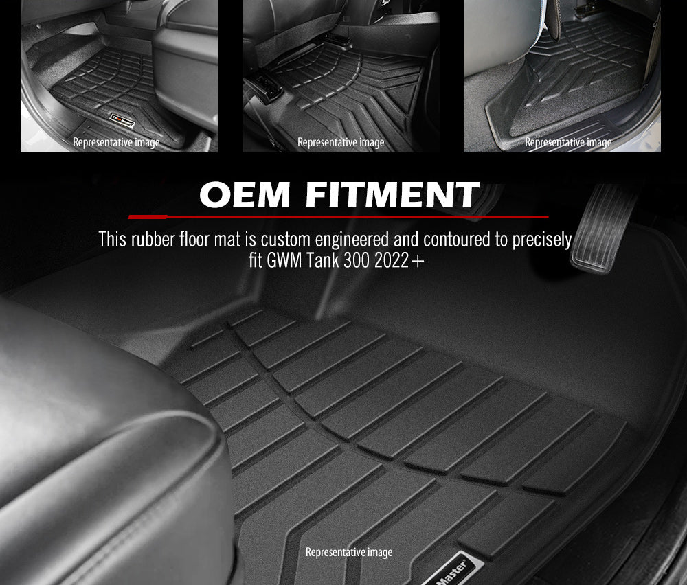 Kiwi Master 3D TPE Car Floor Mats Liner Fit GWM Tank 300 2022+ - Sunyee