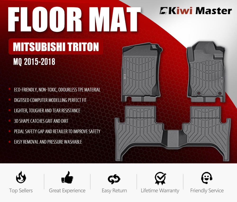 3D TPE Car Floor Mats for Mitsubishi Triton MQ 2015-2018 - Sunyee
