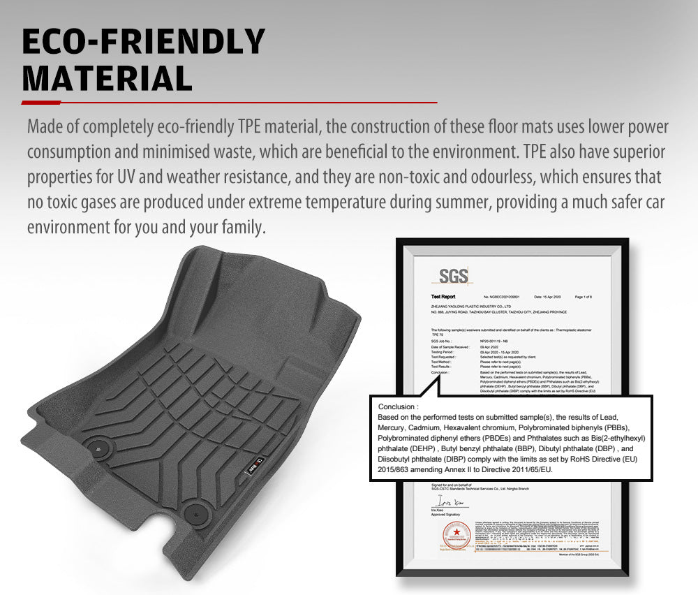 3D TPE Car Floor Mats for Mitsubishi Triton MQ 2015-2018 - Sunyee