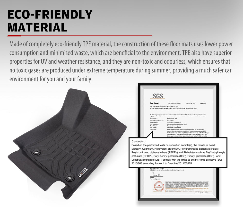 KIWI MASTER 3D TPE Car Floor Mats Liner Fit Toyota Hilux Dual Cab Auto 2016-ON - Sunyee