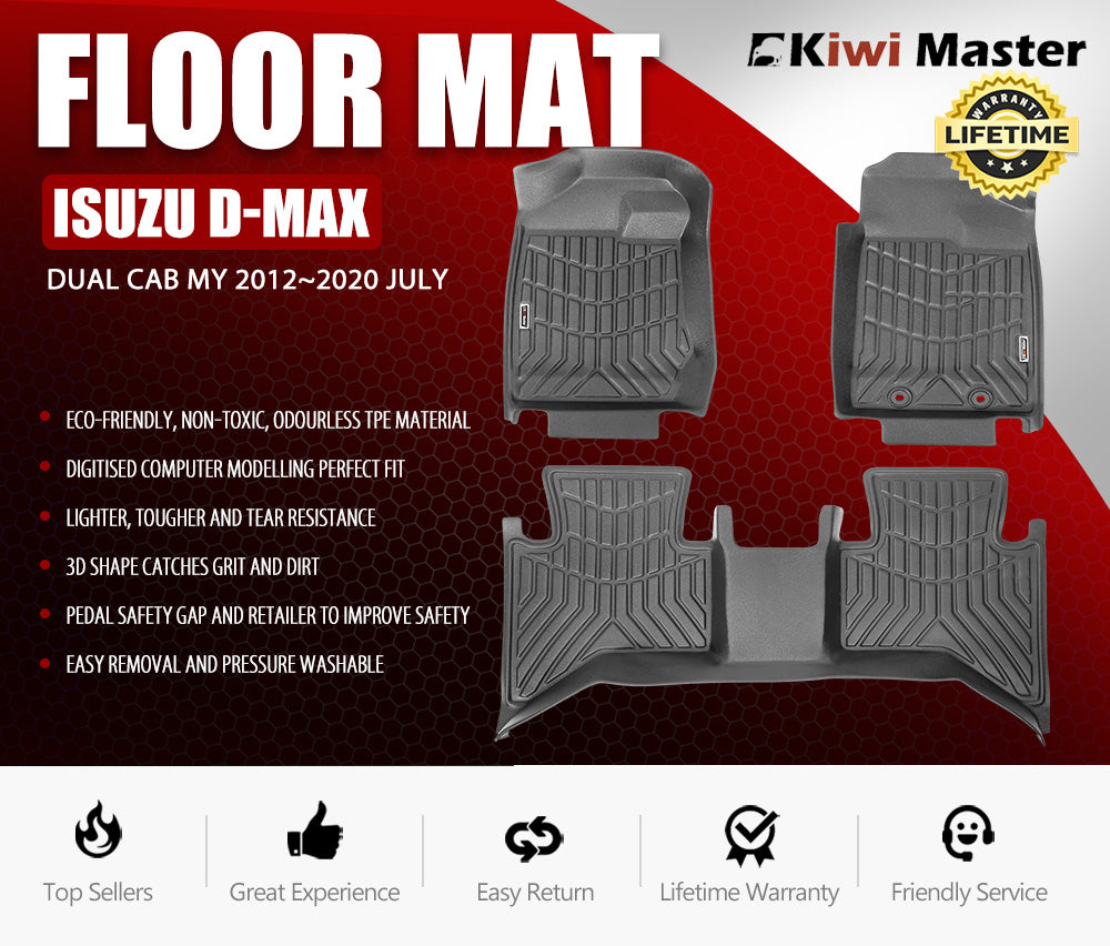 3D TPE Car Floor Mats for ISUZU D-MAX Dual Cab MY 2012~2020 JULY - Sunyee