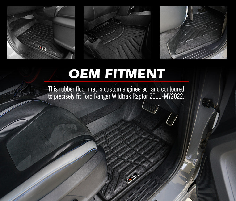 3D TPE Car Floor Mats Fit Ford Ranger Wildtrak Raptor PX PX2 2011-MY2022 - Sunyee