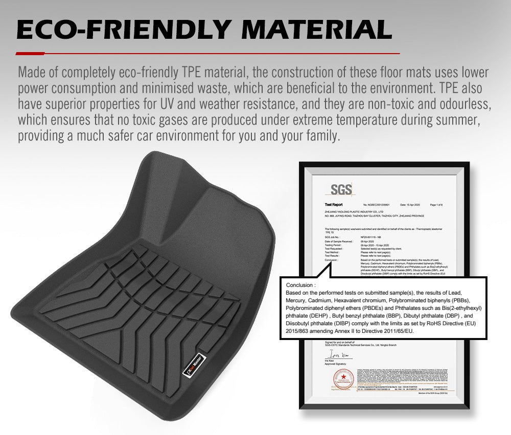 Kiwi Master 3D TPE Car Floor Mats Liner Fit Tesla Model 3 2017-2022 - Sunyee