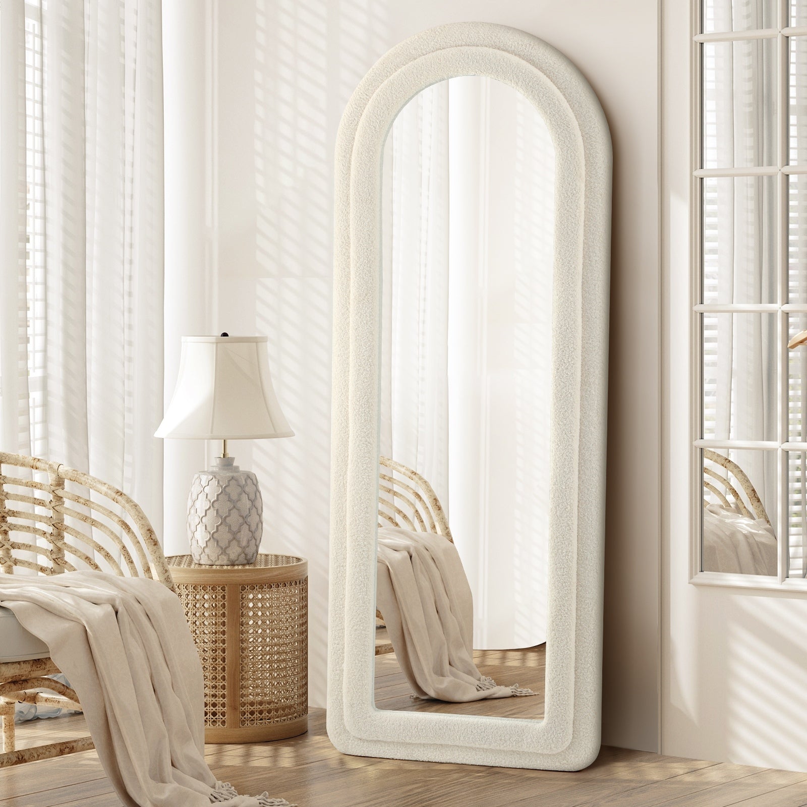 Oikiture 1.6M Full Length Mirror Boucle Frame Floor Mirrors Dressing Bedroom - Sunyee