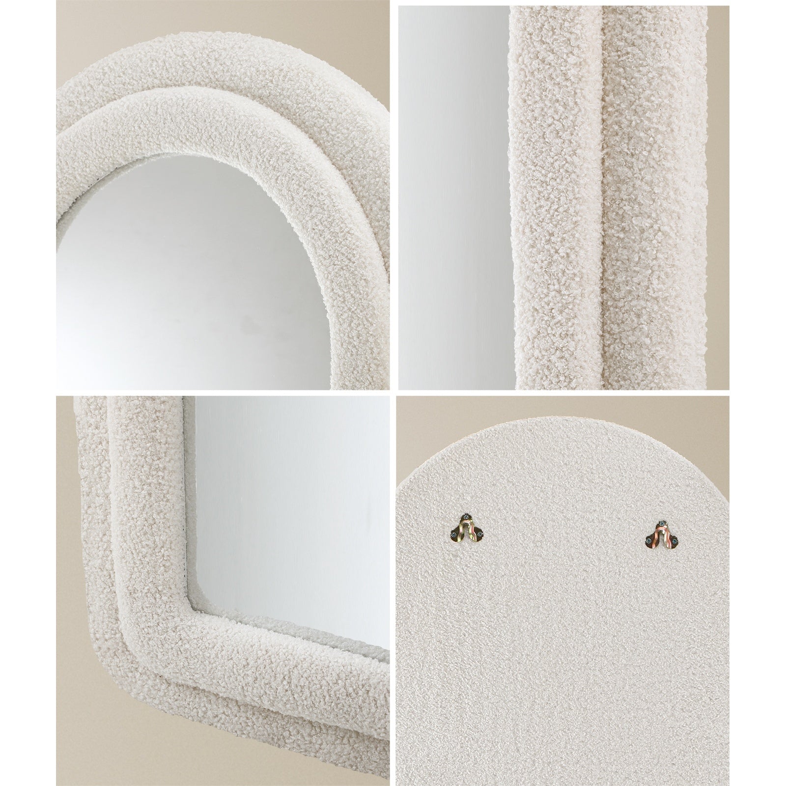 Oikiture 1.6M Full Length Mirror Boucle Frame Floor Mirrors Dressing Bedroom - Sunyee