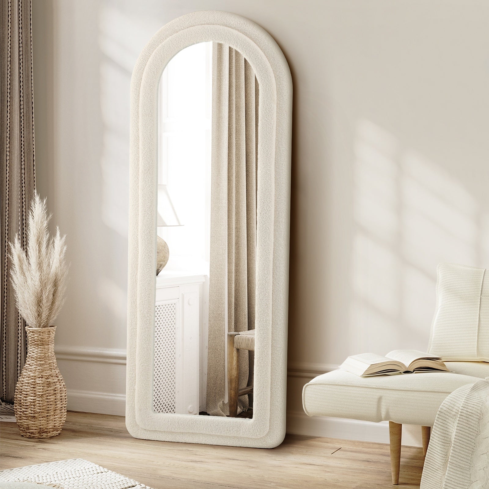 Oikiture 1.6M Full Length Mirror Boucle Frame Floor Mirrors Dressing Bedroom - Sunyee