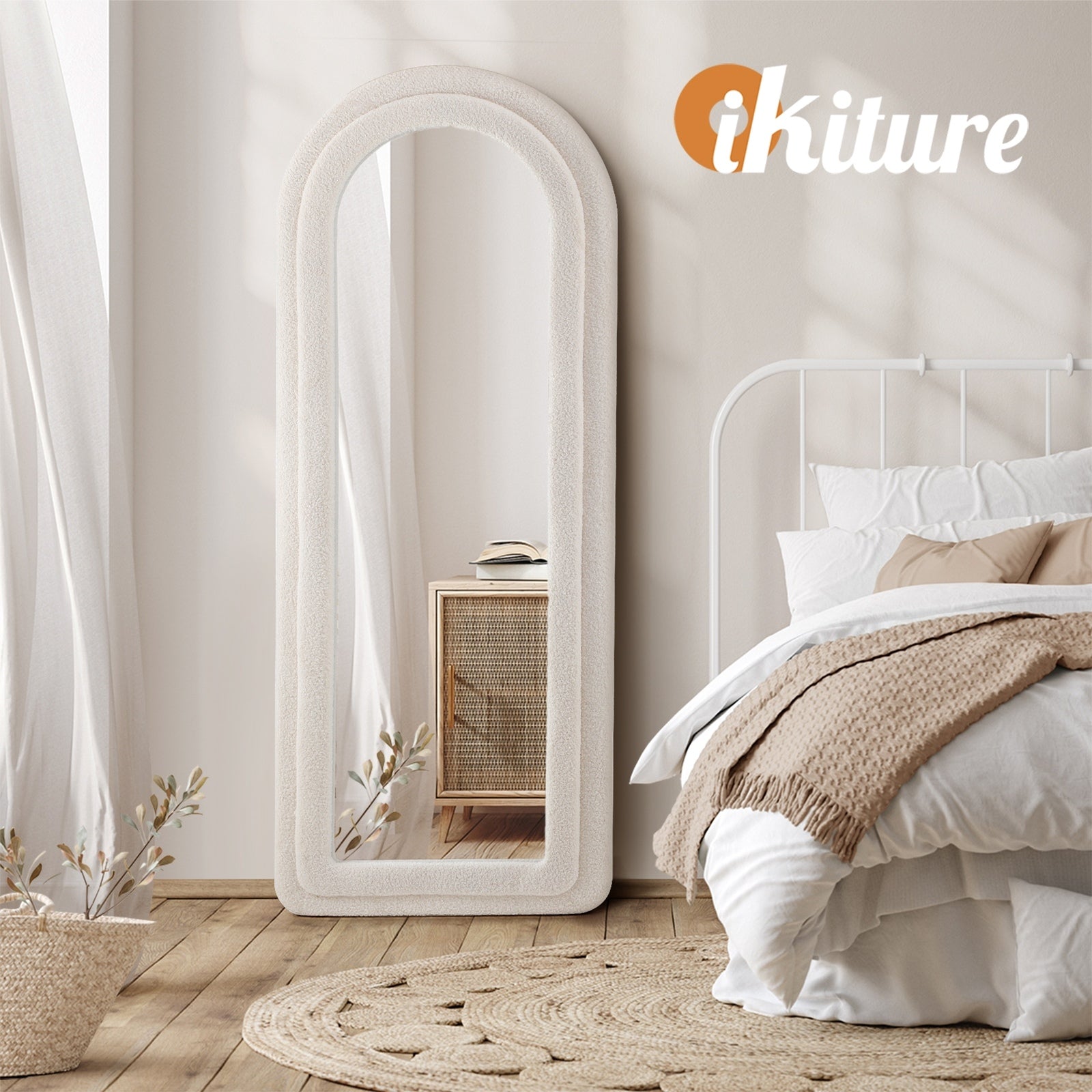 Oikiture 1.6M Full Length Mirror Boucle Frame Floor Mirrors Dressing Bedroom - Sunyee