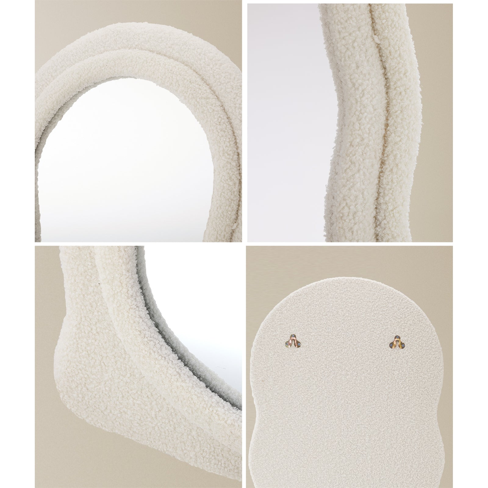 Oikiture Full Length Mirror 160cm Boucle Floor Standing Mirrors Dressing Makeup - Sunyee