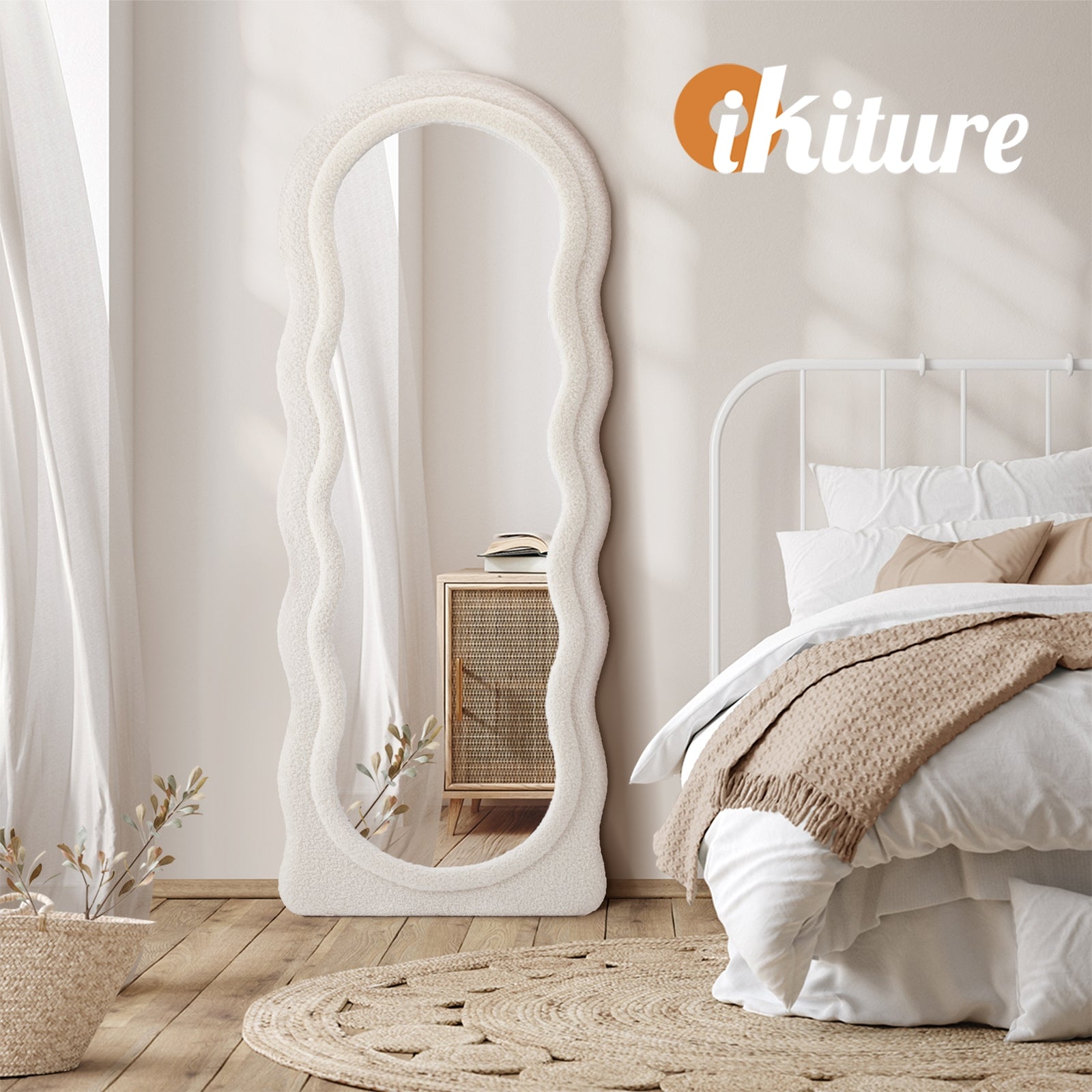 Oikiture Full Length Mirror 160cm Boucle Floor Standing Mirrors Dressing Makeup - Sunyee