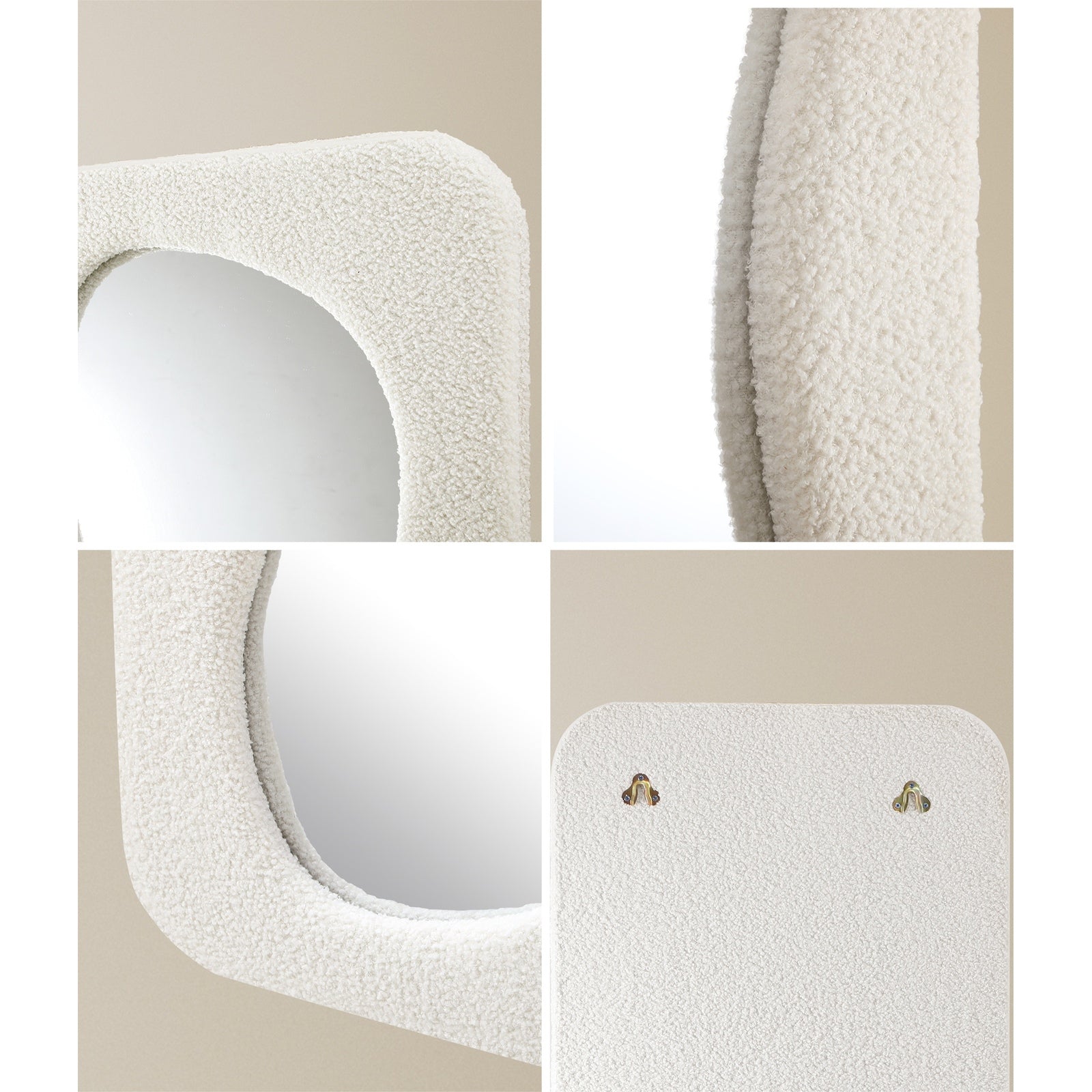 Oikiture Full Length Mirror 160x60cm Boucle Floor Mirrors Bedroom Living Room - Sunyee