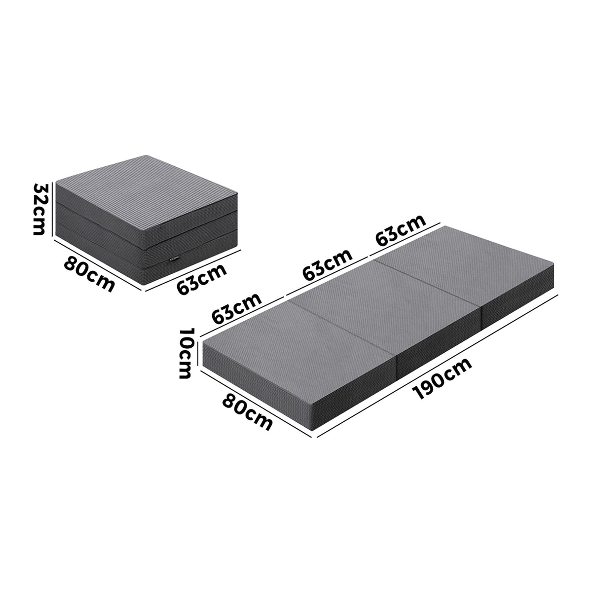 Bedra Folding Foam Mattress Single Sofa Bed Trifold Sleeping Camping Cushion Mat - Sunyee