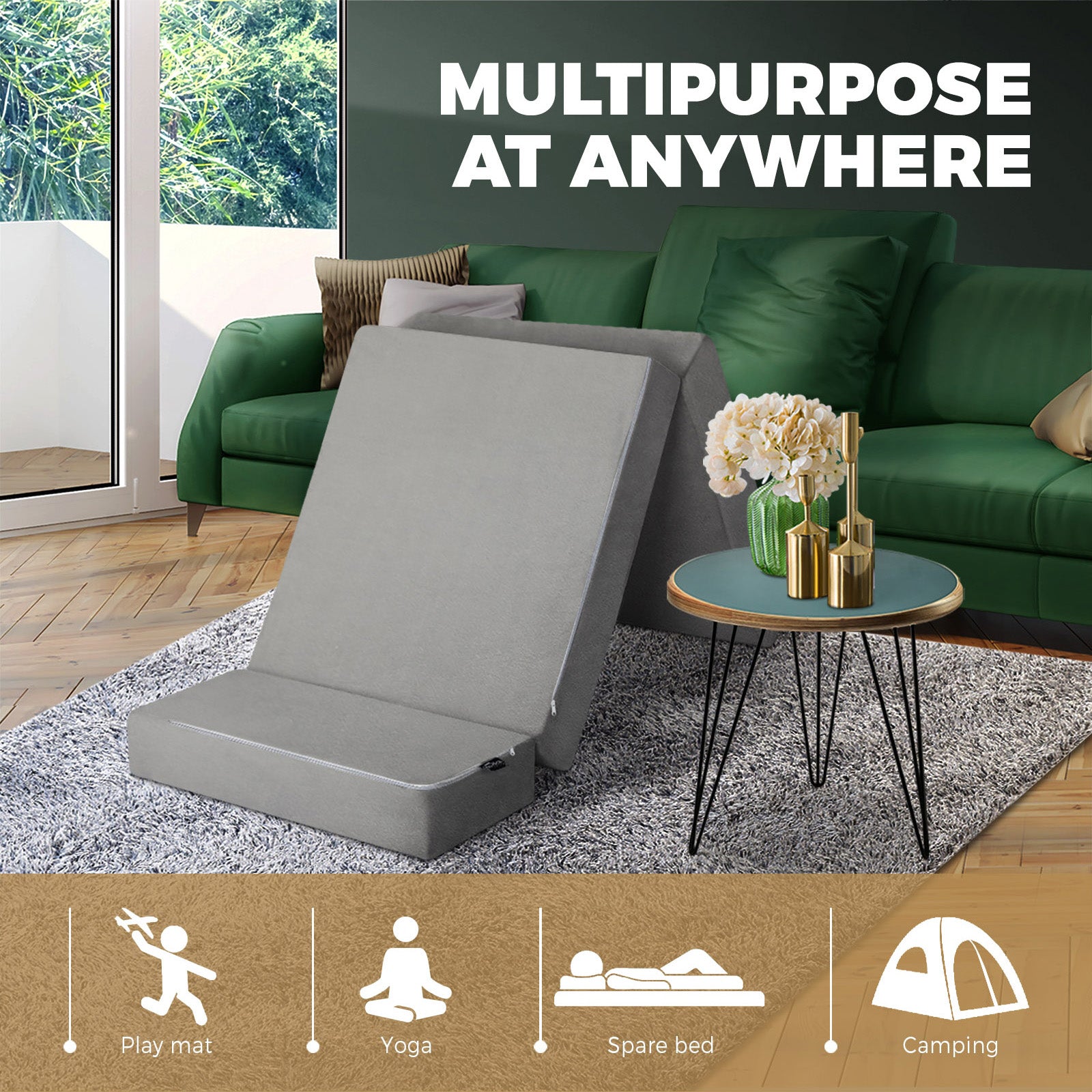 Bedra Foldable Foam Mattress Single Sofa Bed Portable Camping Cushion Floor Bed - Sunyee