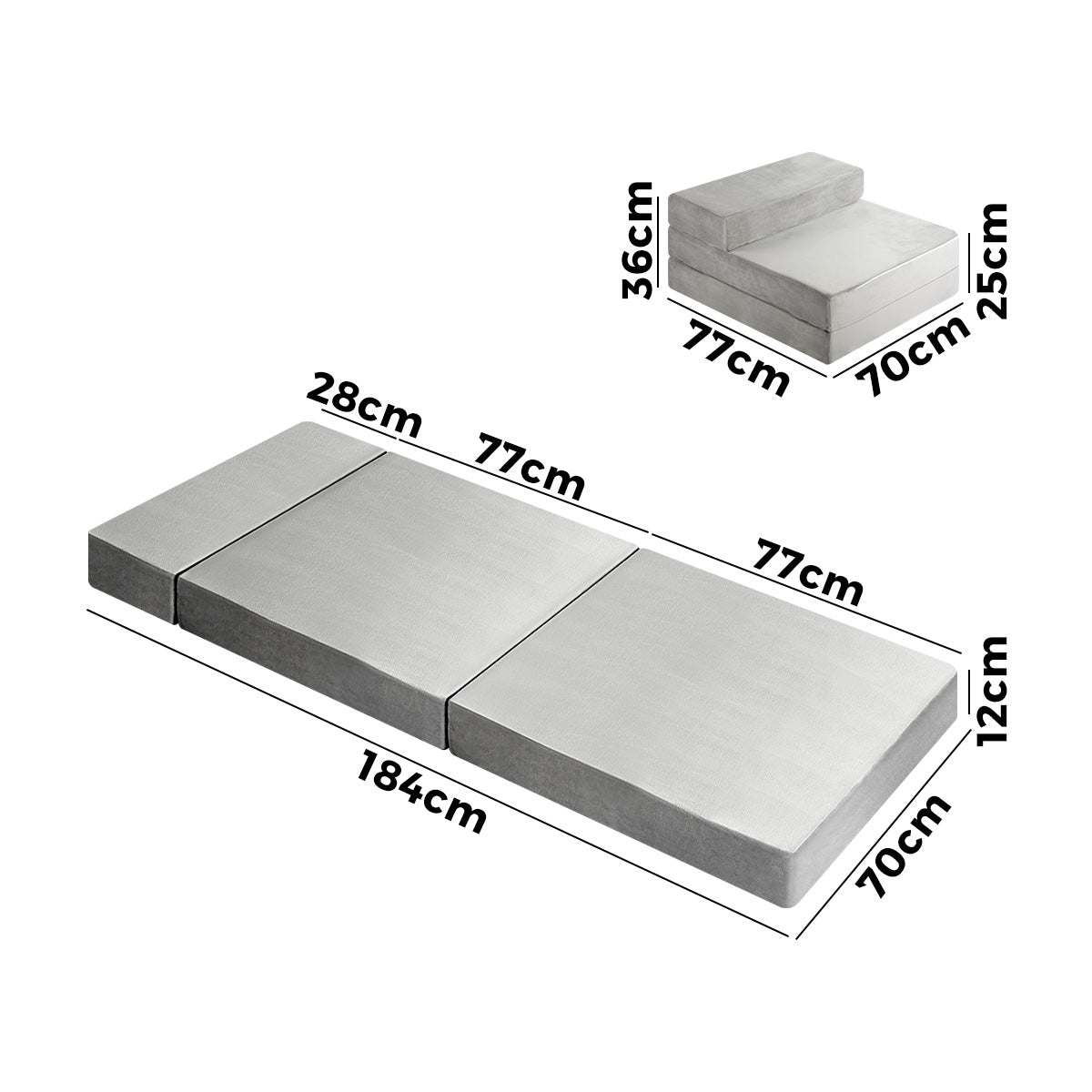 Bedra Foldable Foam Mattress Single Sofa Bed Portable Camping Cushion Floor Bed - Sunyee