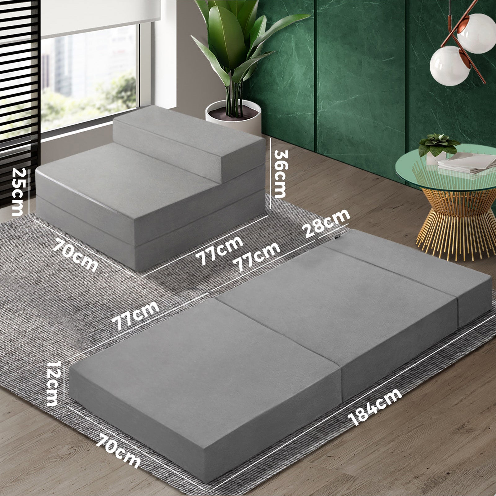 Bedra Foldable Foam Mattress Single Sofa Bed Portable Camping Cushion Floor Bed - Sunyee