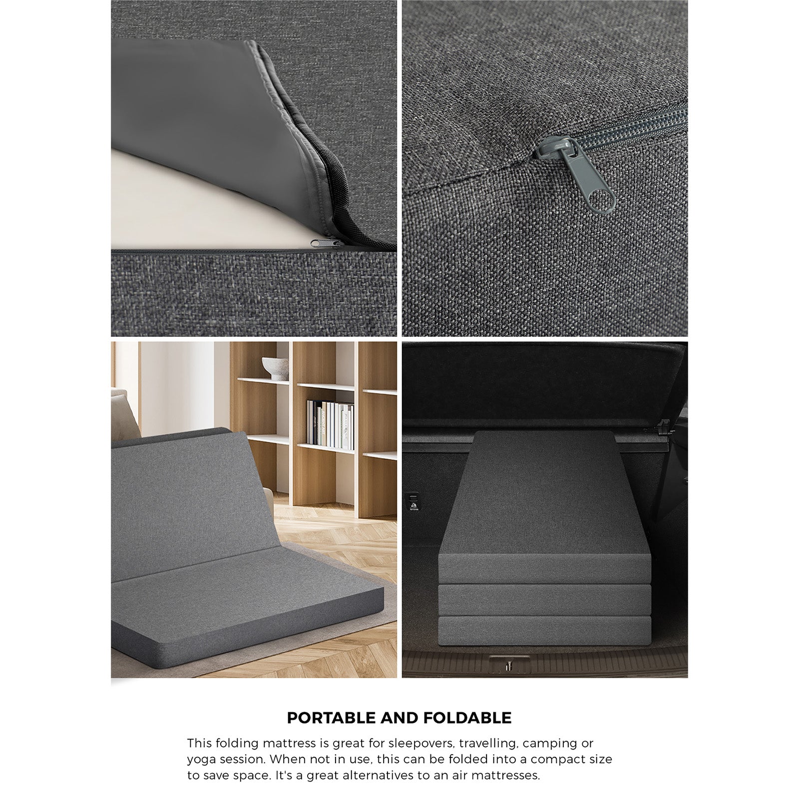 Bedra Foldable Mattress Trifold Camping Bed Sofa Cushion Mat Breathable Double - Sunyee