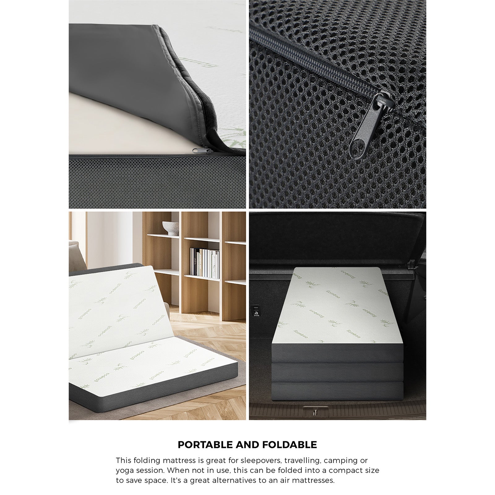 Bedra Folding Foam Mattress Sofa Bed Trifold Sleeping Mat Camping Cushion Double - Sunyee