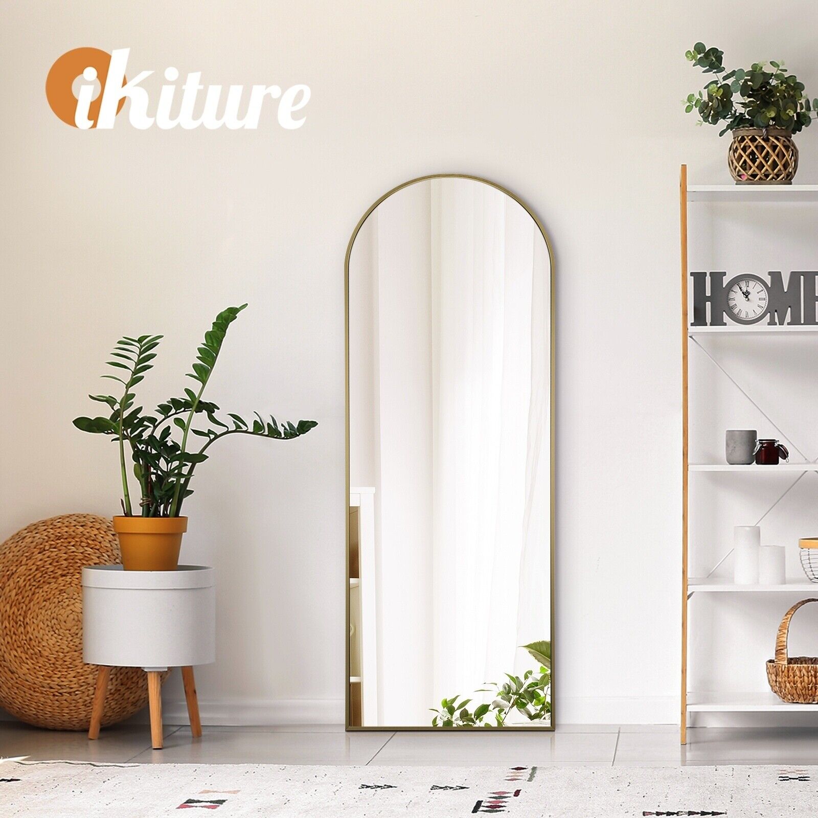 Oikiture 166x60cm Full Length Mirror Dressing Floor Mirrors Free Standing Gold - Sunyee