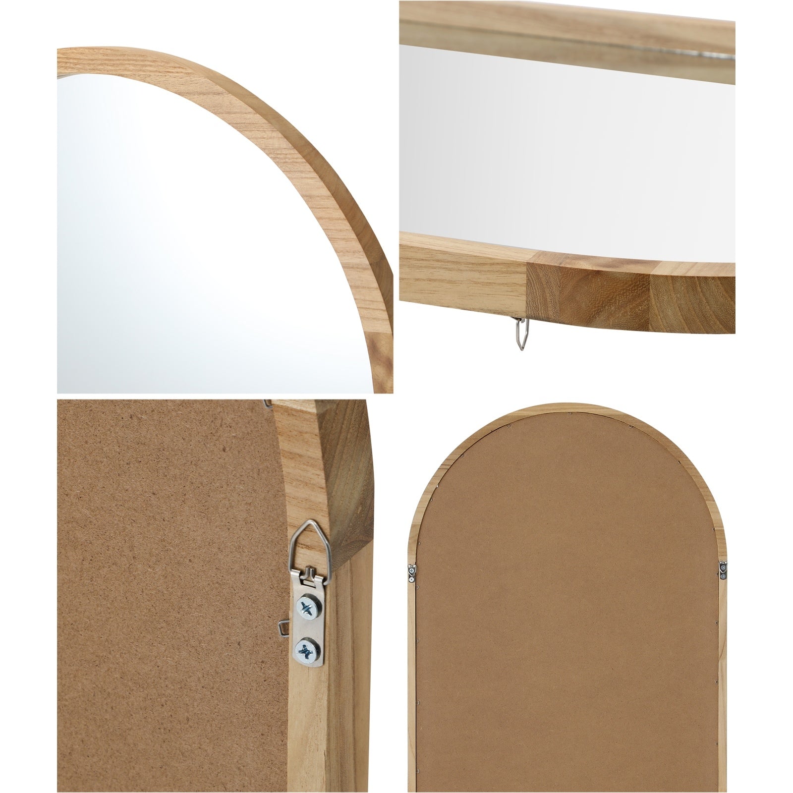 Oikiture Wooden Full Length Mirror 166x60cm Arched Dressing Floor Mirrors - Sunyee