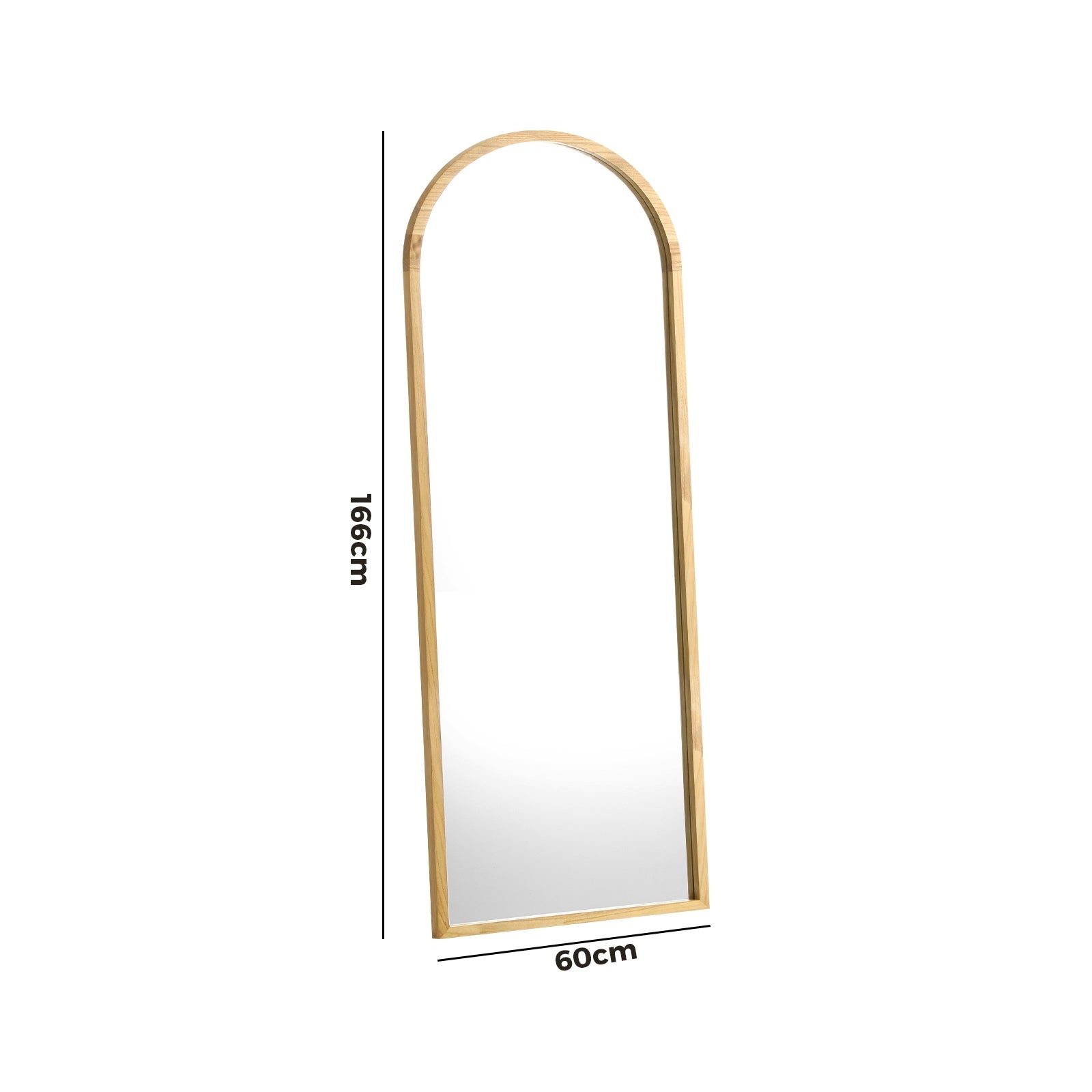 Oikiture Wooden Full Length Mirror 166x60cm Arched Dressing Floor Mirrors - Sunyee