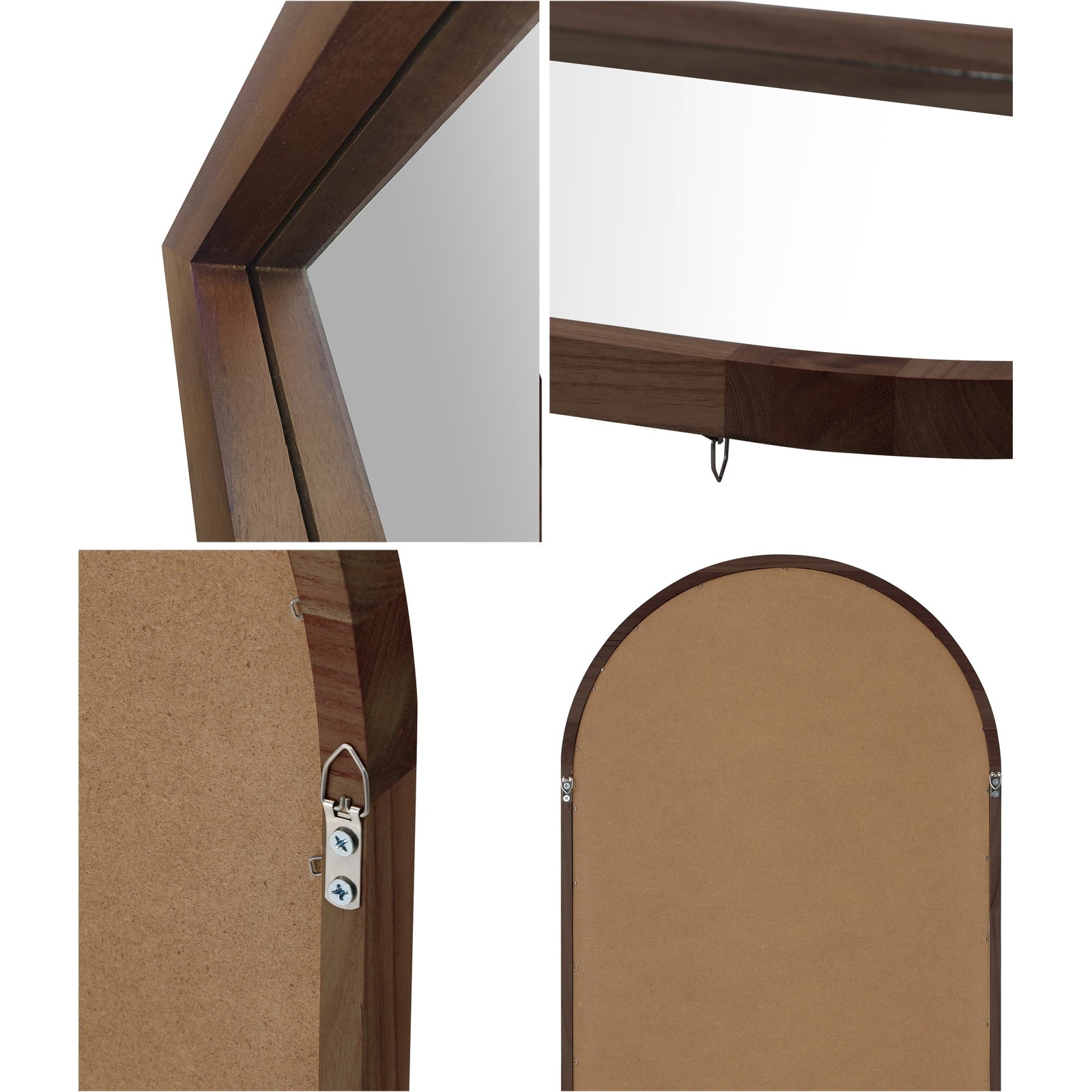 Oikiture Wooden Full Length Mirror 166x60cm Arched Dressing Floor Mirrors Brown - Sunyee