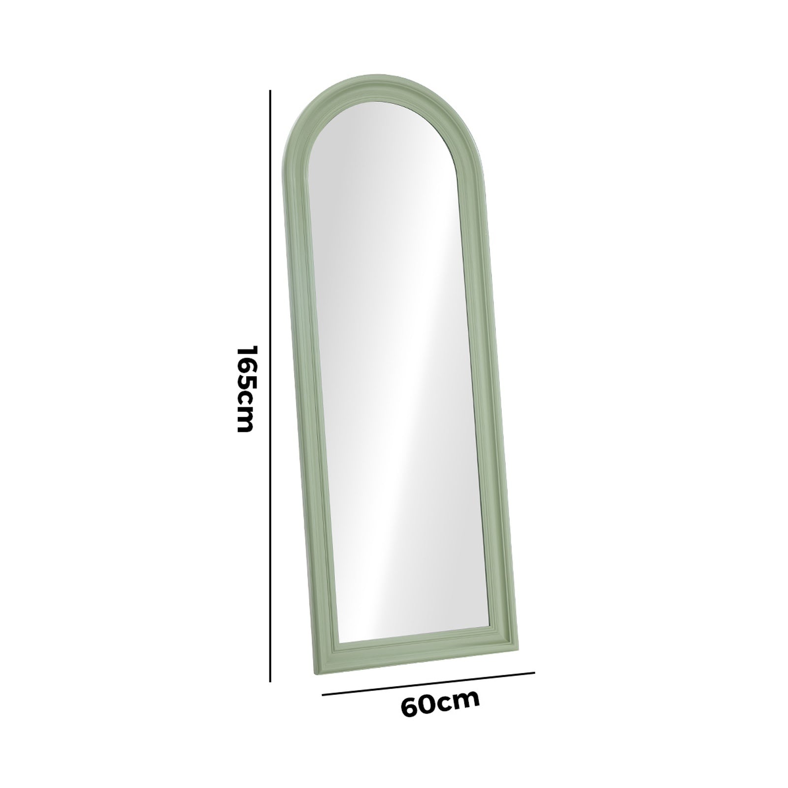 Oikiture Full Length Mirror Elegance Arch 165x60cm Green Wood Floor Mirrors - Sunyee