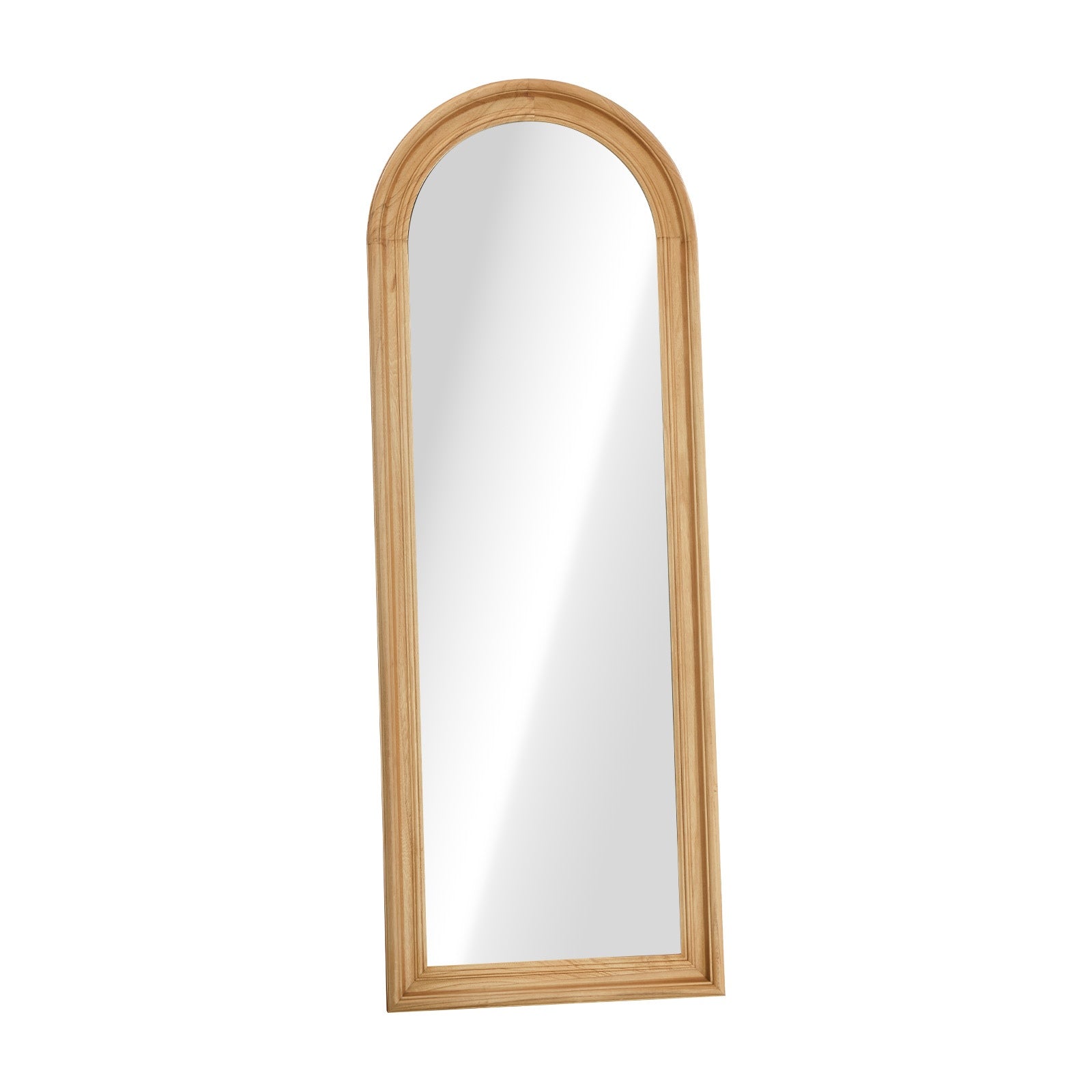 Oikiture Full Length Mirror Elegance Arch 165x60cm Natural Wood Floor Mirrors - Sunyee