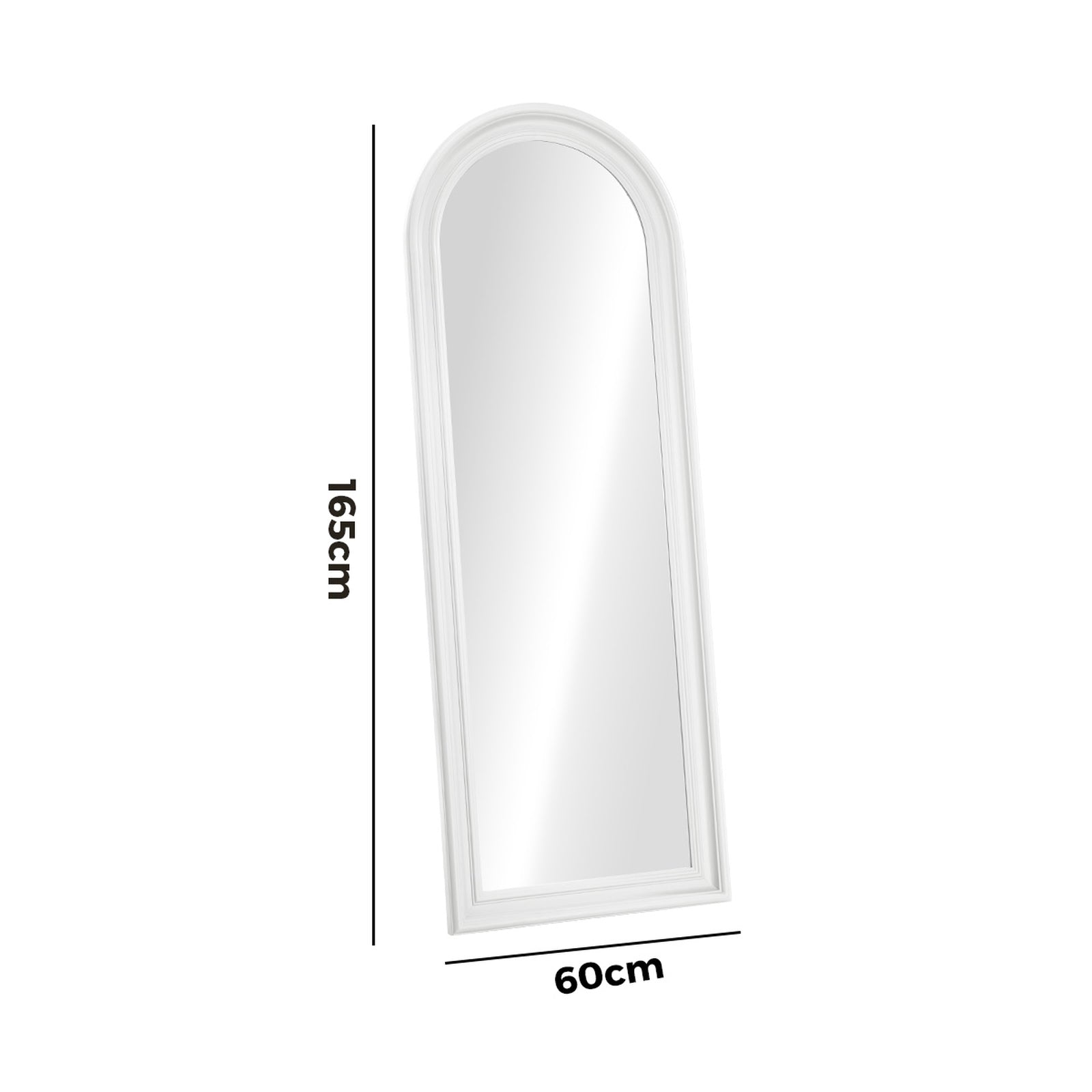 Oikiture Full Length Mirror Elegance Arch 165x60cm White Wood Floor Mirrors - Sunyee