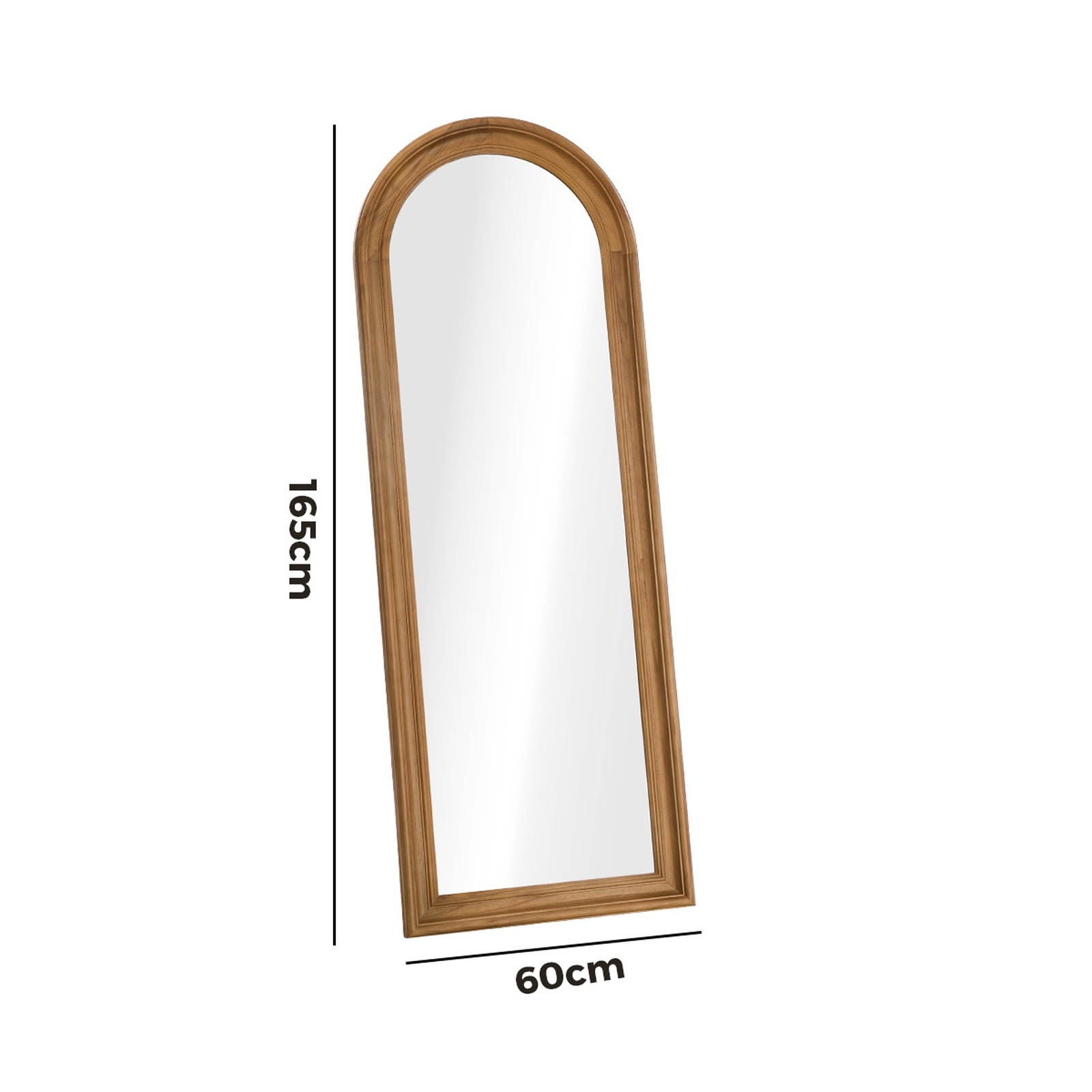 Oikiture Full Length Mirror Elegance Arch 165x60cm Brown Wood Floor Mirrors - Sunyee