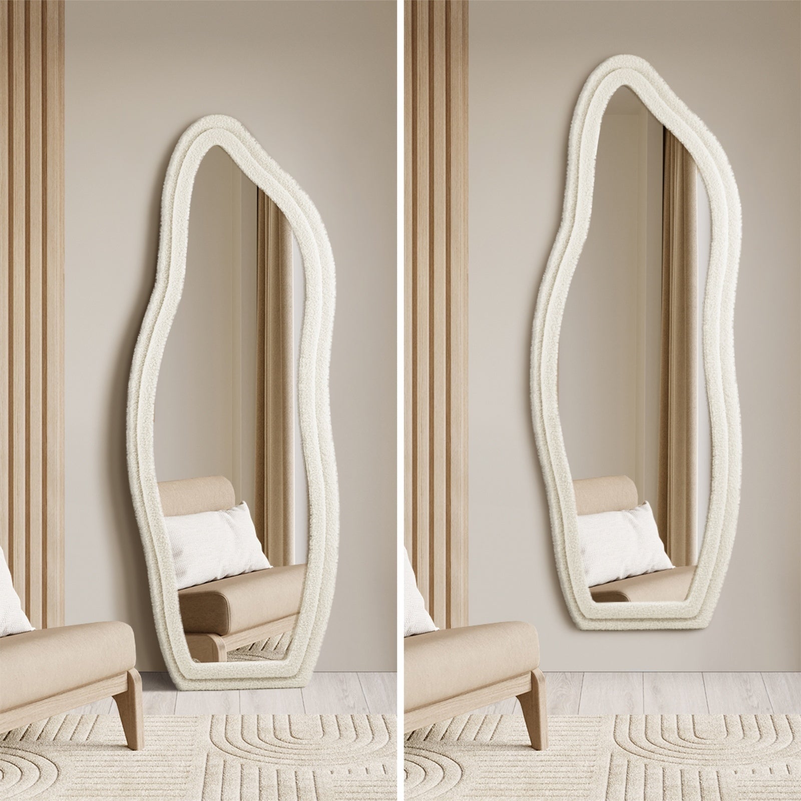Oikiture Full Length Mirror Boucle Floor Mirrors Dressing Wall Mounted 160cm - Sunyee