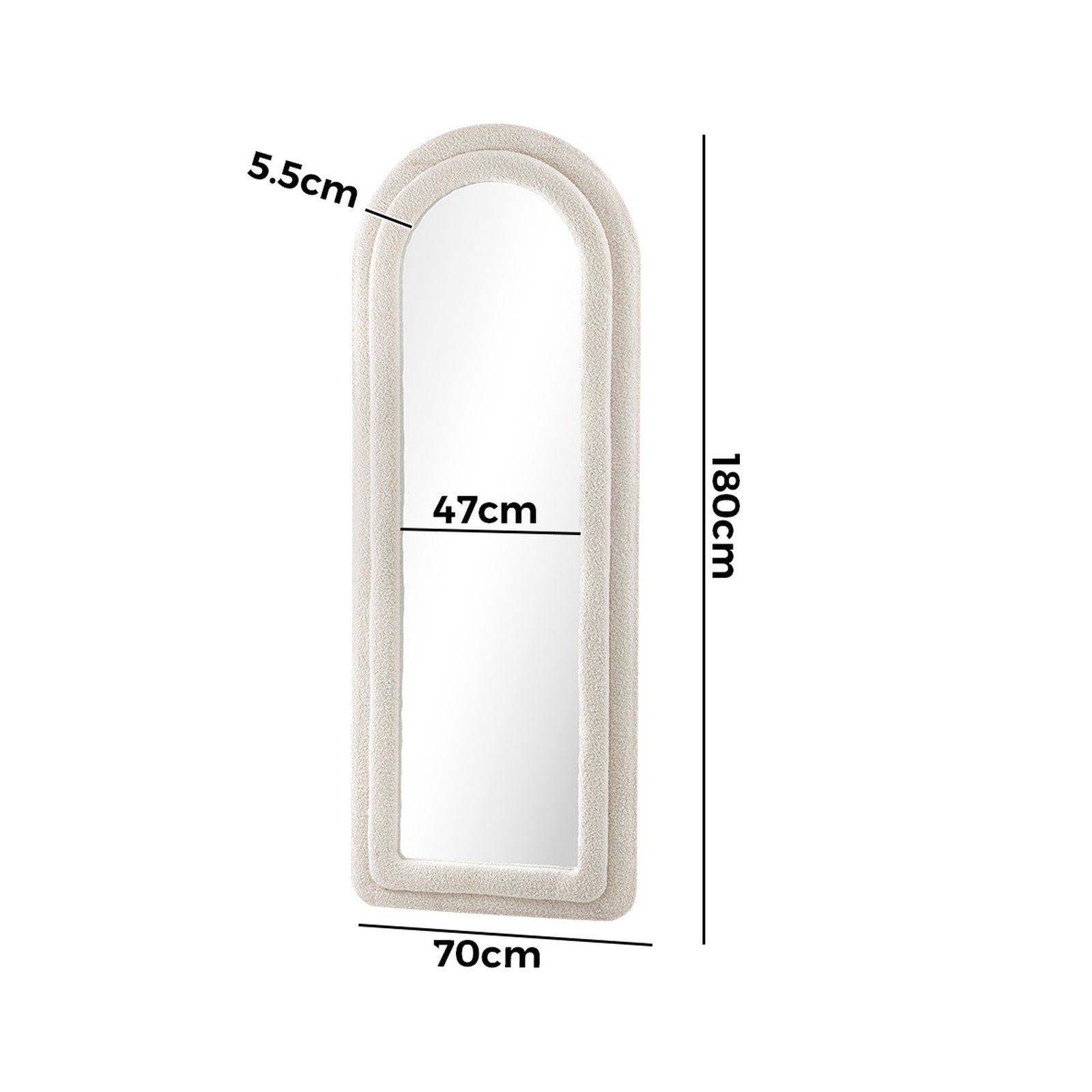 Oikiture 1.8M Full Length Mirror Boucle Frame Floor Mirrors Dressing Bedroom - Sunyee