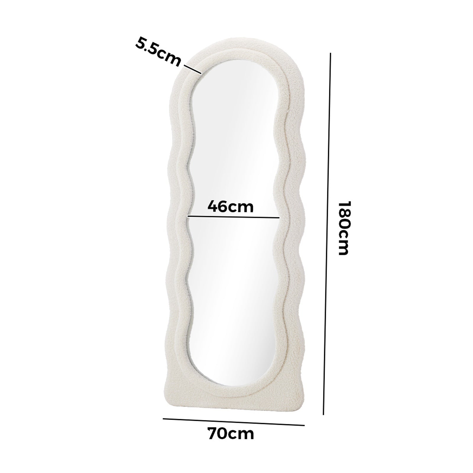 Oikiture Full Length Mirror 180cm Boucle Floor Standing Mirrors Dressing Makeup - Sunyee