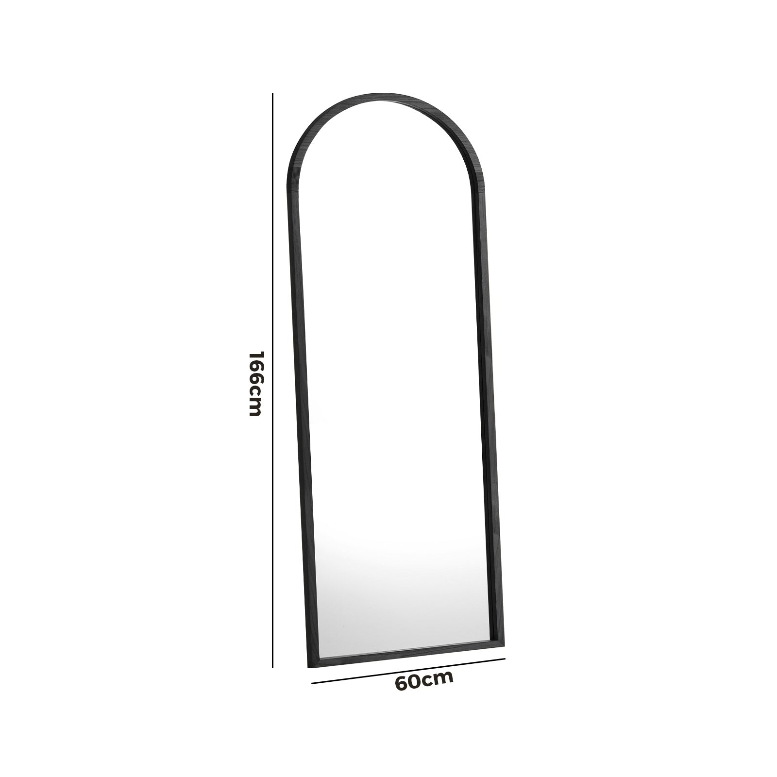 Oikiture Wooden Full Length Mirror 166x60cm Arched Dressing Floor Mirrors Black - Sunyee