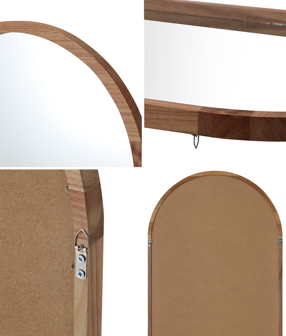 Oikiture Wooden Full Length Mirror 166x60cm Arched Dressing Floor Mirrors Brown - Sunyee