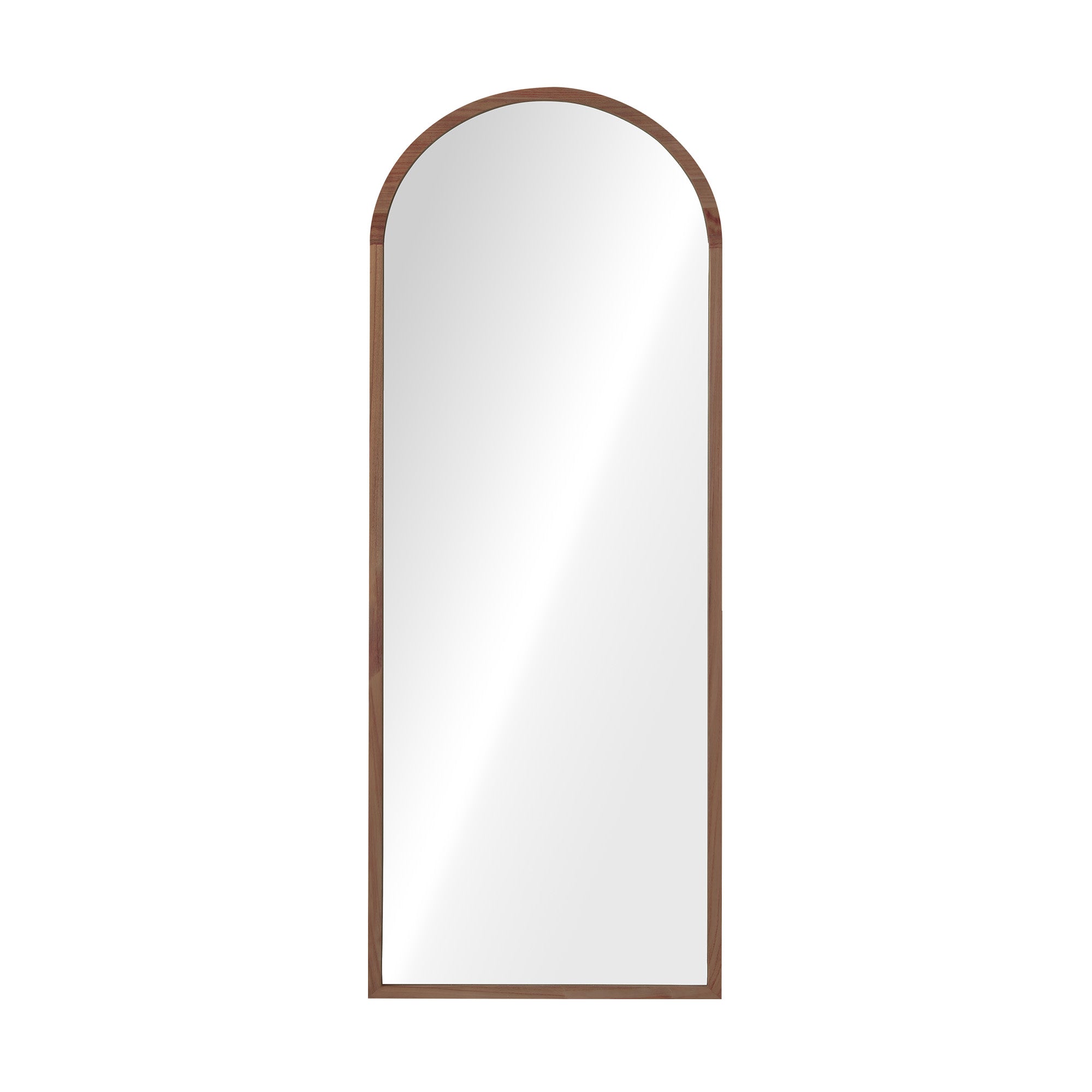 Oikiture Wooden Full Length Mirror 166x60cm Arched Dressing Floor Mirrors Brown - Sunyee