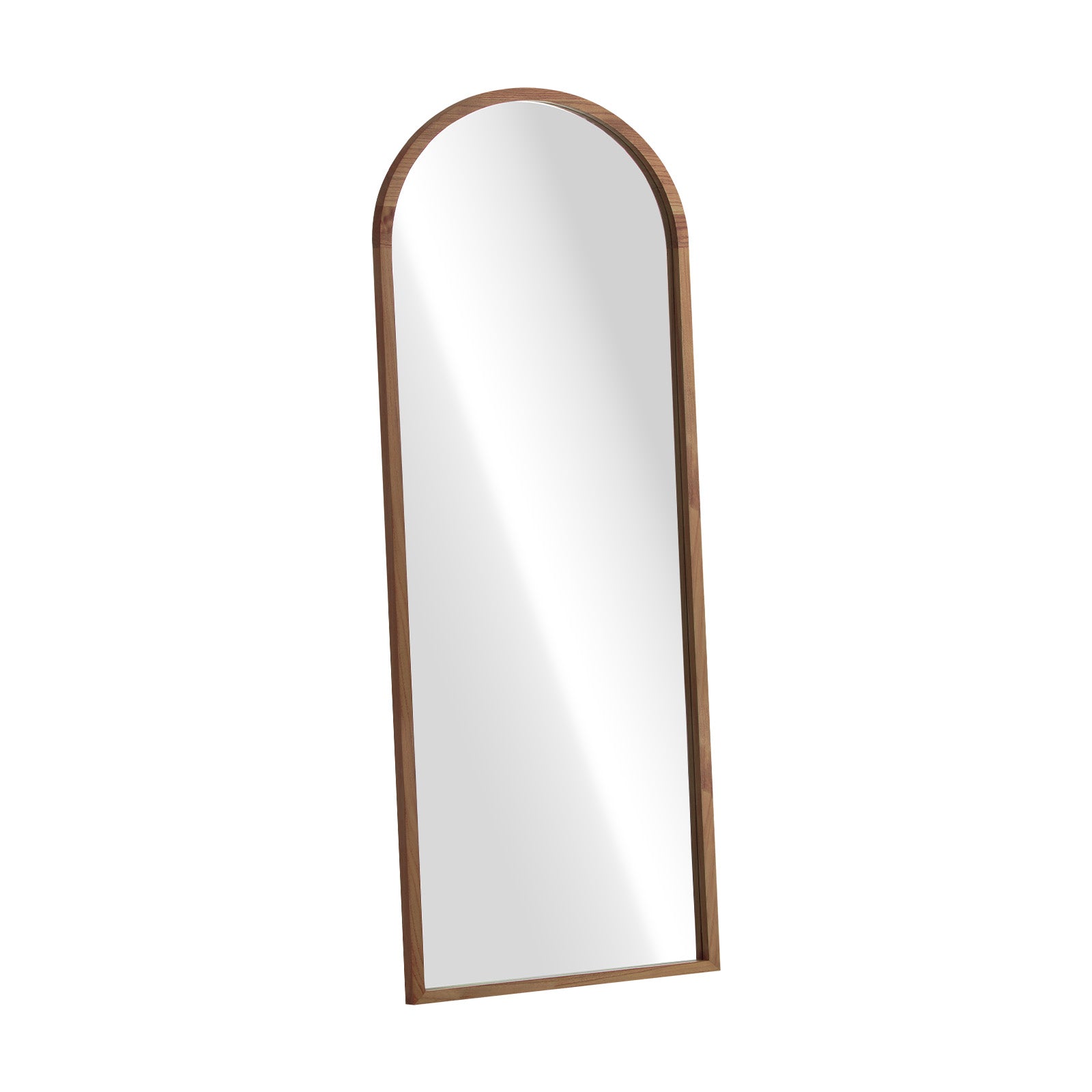 Oikiture Wooden Full Length Mirror 166x60cm Arched Dressing Floor Mirrors Brown - Sunyee