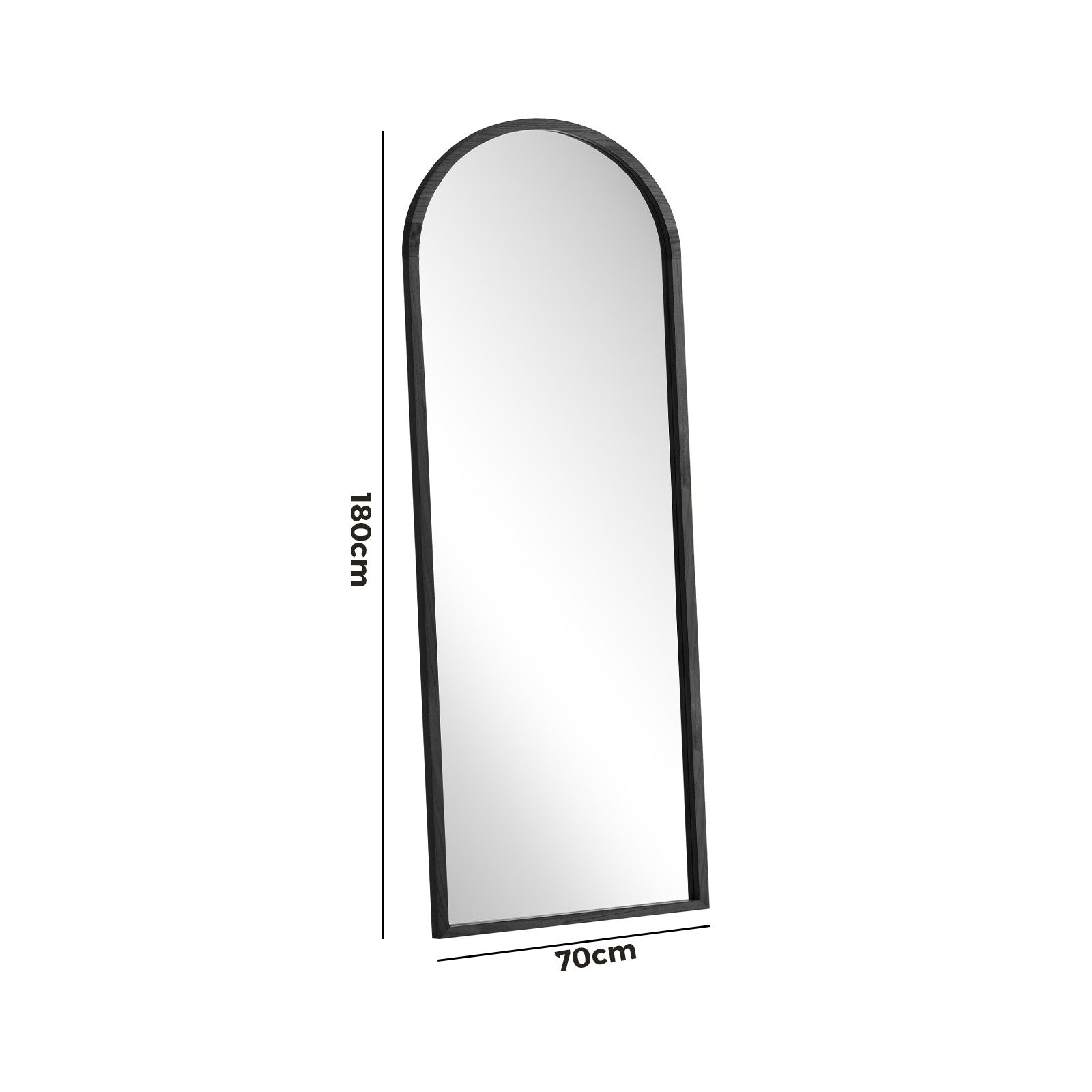 Oikiture Wooden Full Length Mirror 180x70cm Arched Dressing Floor Mirrors Black - Sunyee