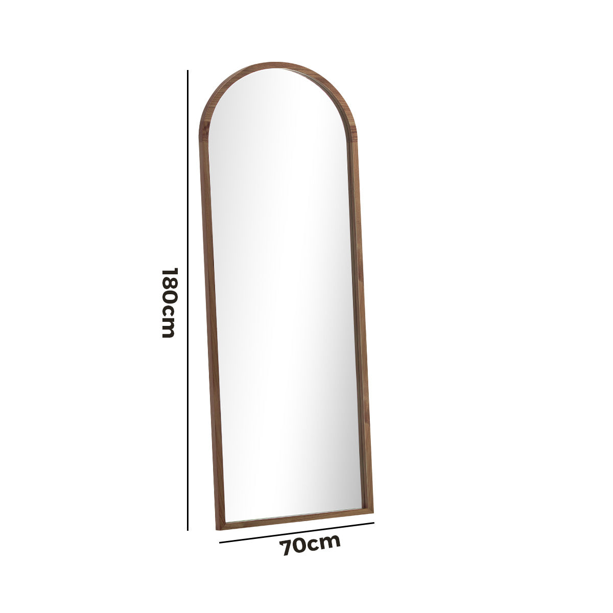Oikiture Wooden Full Length Mirror 180x70cm Arched Dressing Floor Mirrors Brown - Sunyee