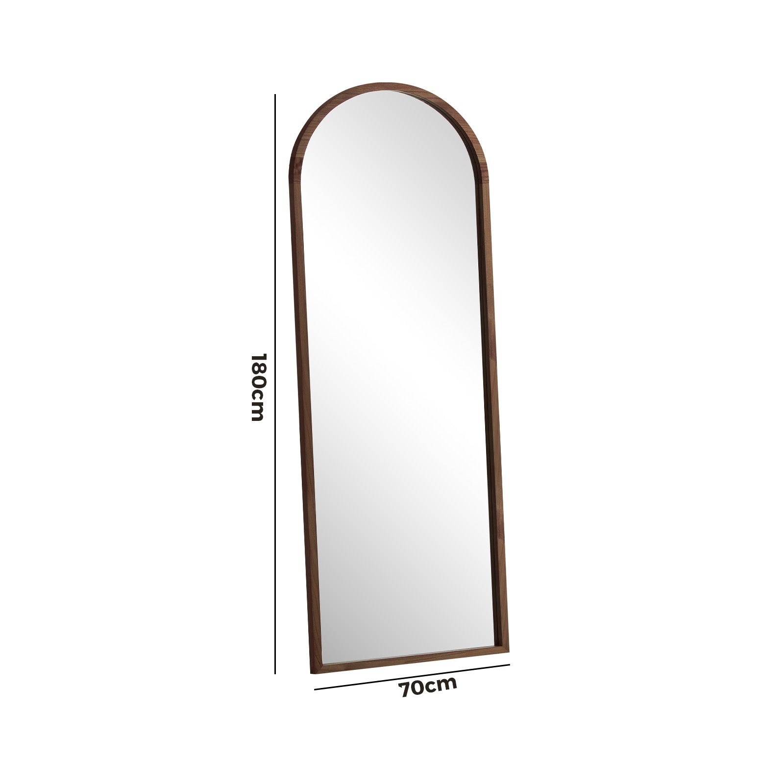Oikiture Wooden Full Length Mirror 180x70cm Arched Dressing Floor Mirrors Brown - Sunyee