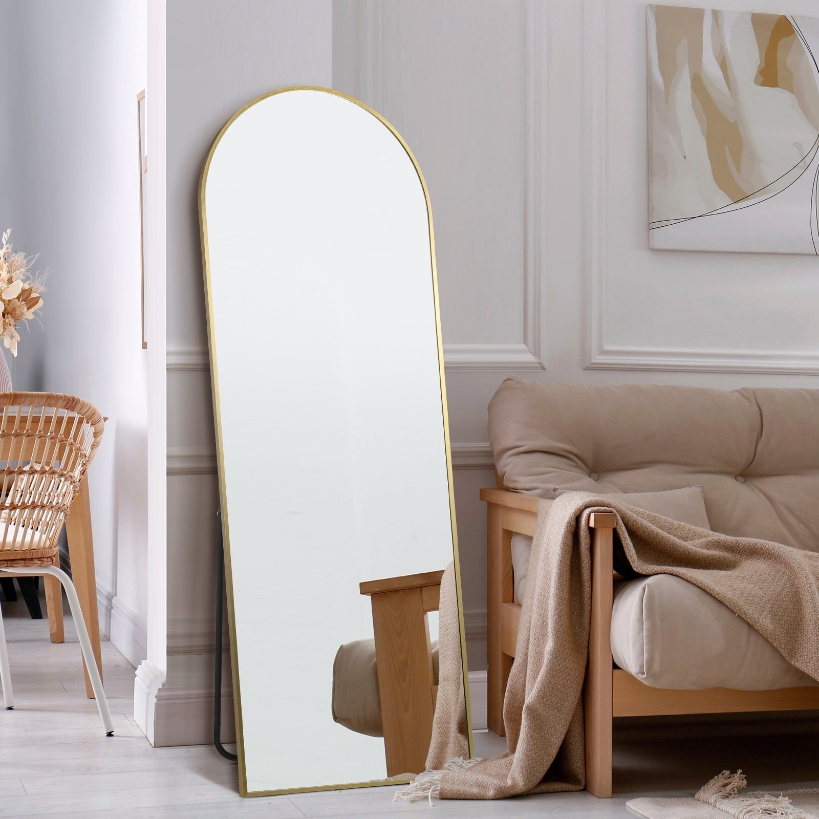 Oikiture 166x60cm Full Length Mirror Dressing Floor Mirrors Free Standing Gold - Sunyee