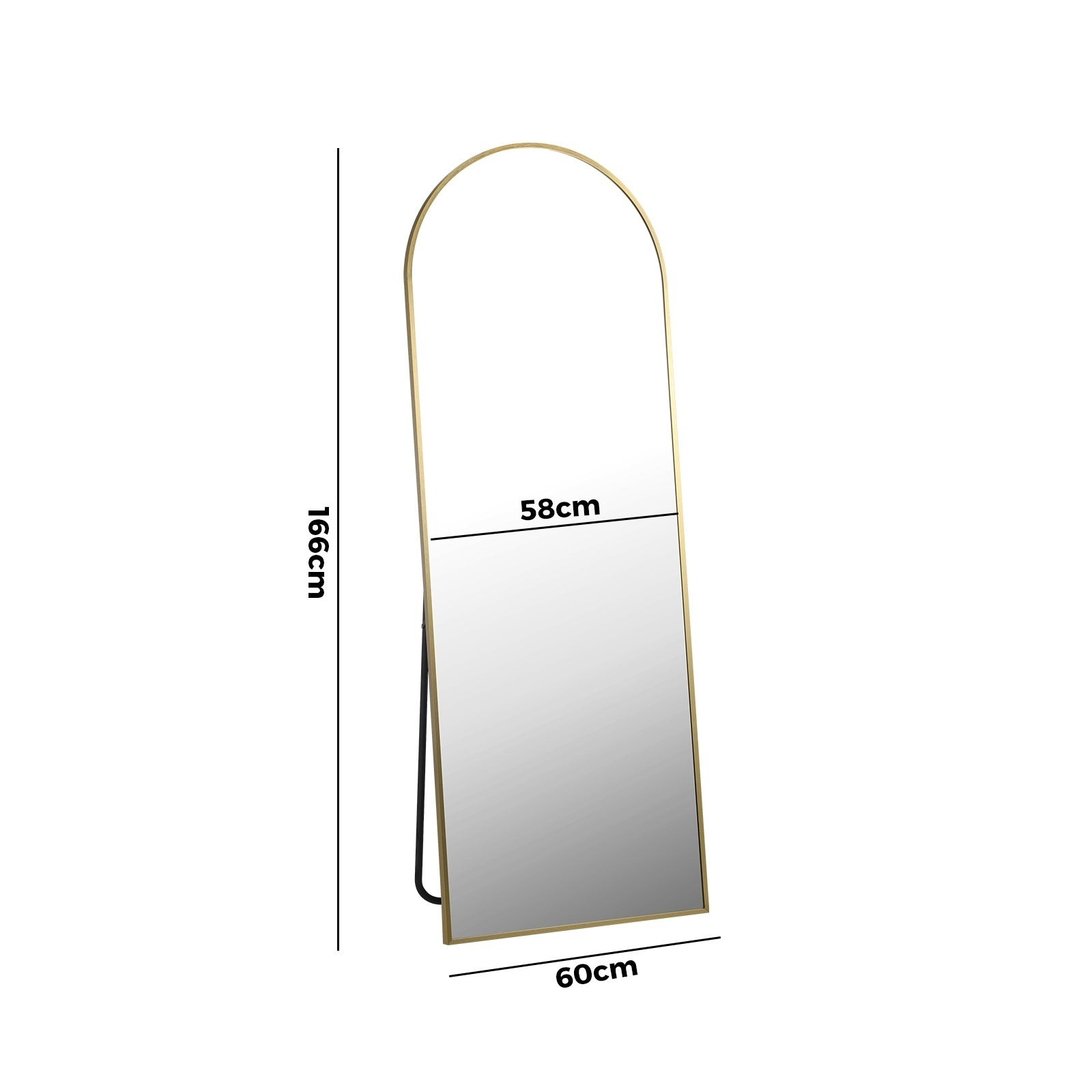Oikiture 166x60cm Full Length Mirror Dressing Floor Mirrors Free Standing Gold - Sunyee