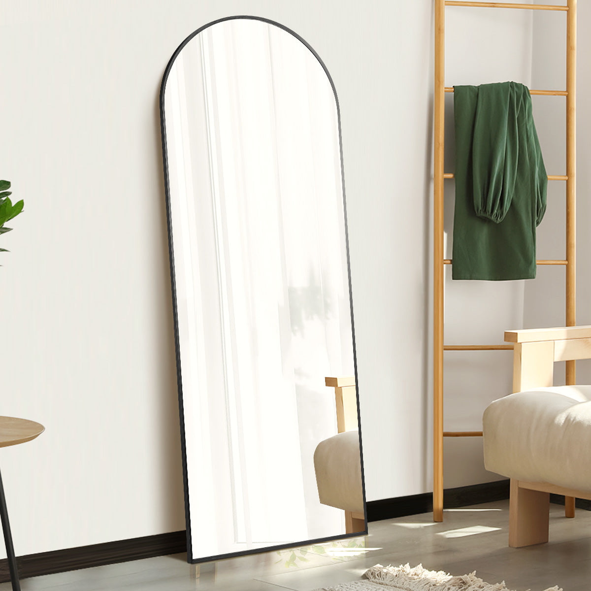 Oikiture Full Length Mirror Arched Dressing Floor Mirrors Free Standing Black - Sunyee