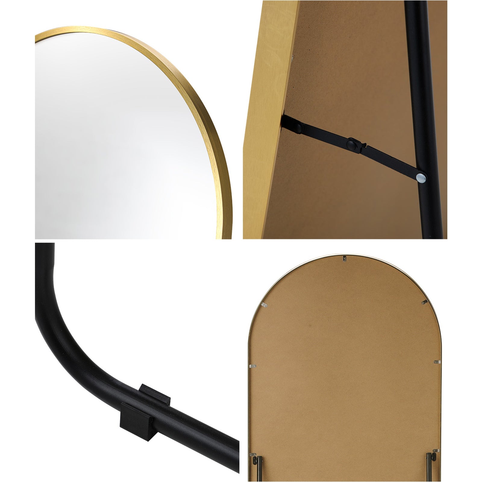 Oikiture 180x70cm Full Length Mirror Dressing Floor Mirrors Free Standing Gold - Sunyee