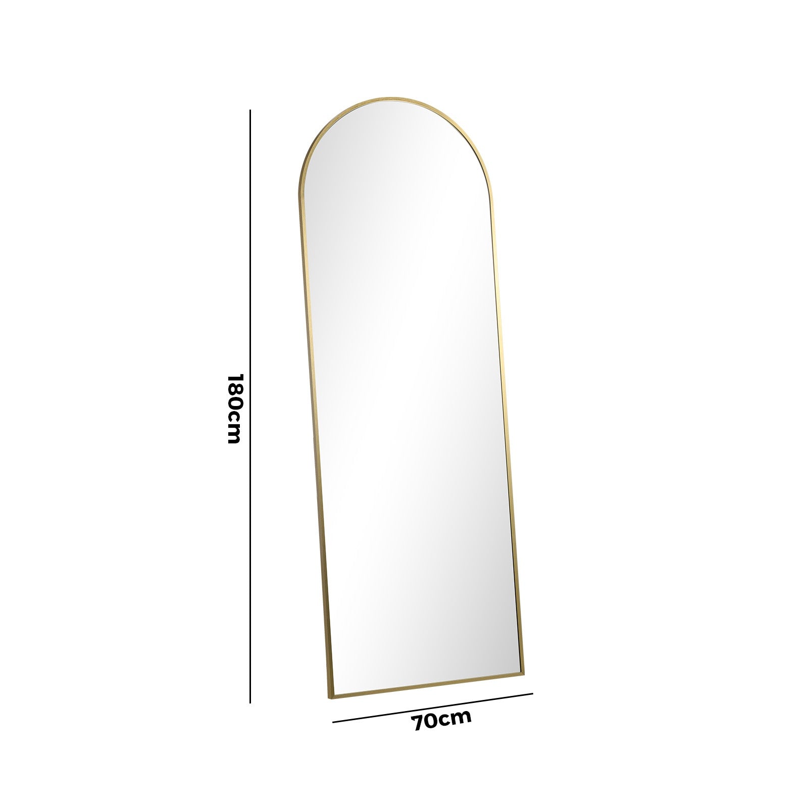 Oikiture 180x70cm Full Length Mirror Dressing Floor Mirrors Free Standing Gold - Sunyee
