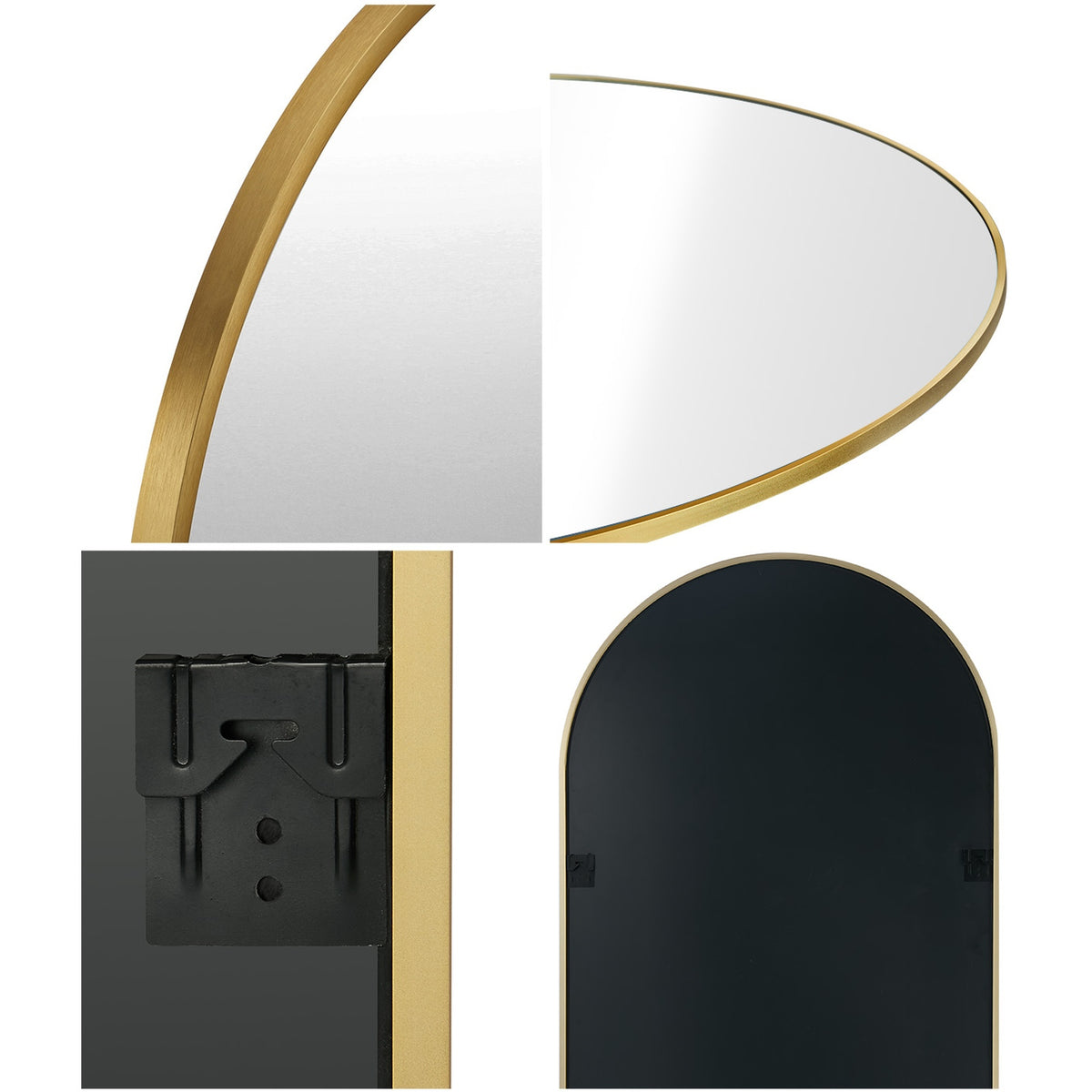 Oikiture Arched Full Length Mirror Large Body Mirror Floor Wall 200cm Gold
