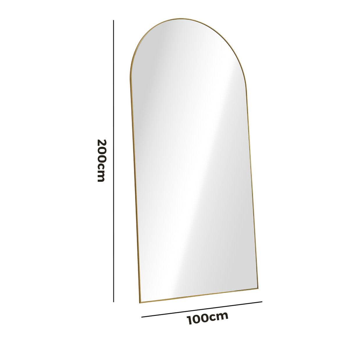 Oikiture Arched Full Length Mirror Large Body Mirror Floor Wall 200cm Gold