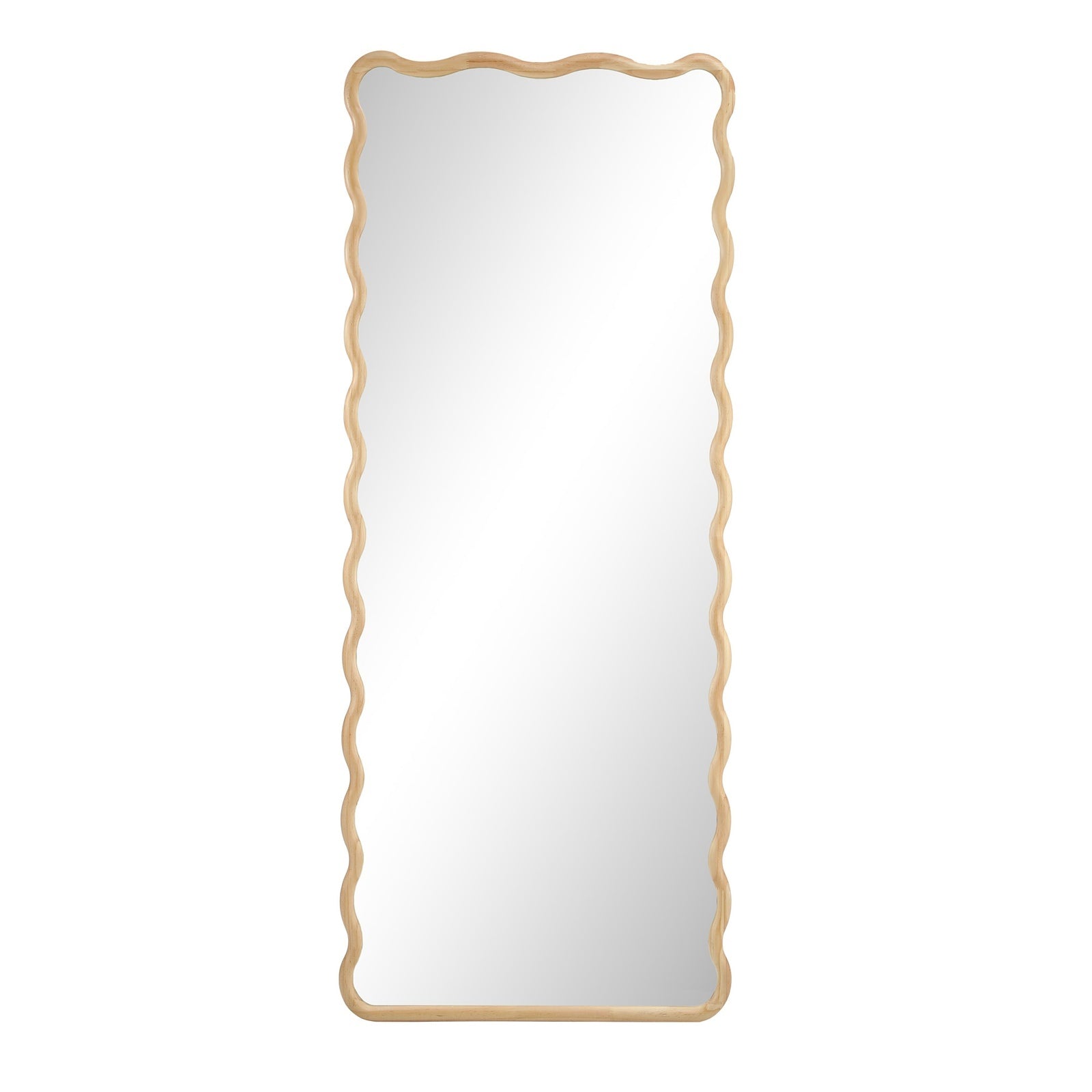 Oikiture Wooden Full Length Mirror 165x60cm Wavy Dressing Floor Mirrors - Sunyee